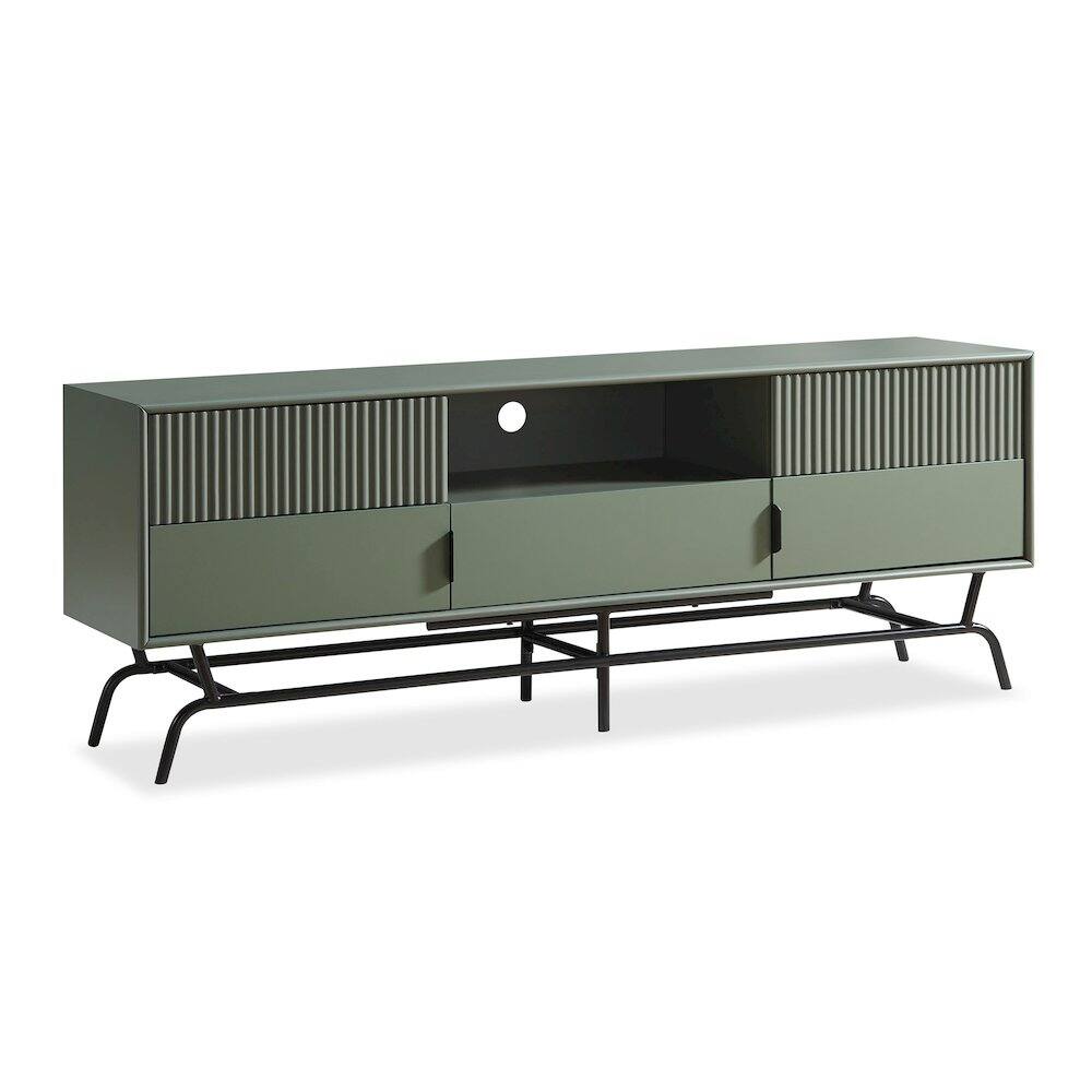 Front. Furniture of America - Haft Wood Multi-Storage TV Stand in Sage Green and Black - Green.