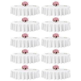 VEVOR - Round Tablecloths 10 Pack, 90 Inches in Diameter, Stain- & Wrinkle- Resistant, Machine Washable Table Clothes - White