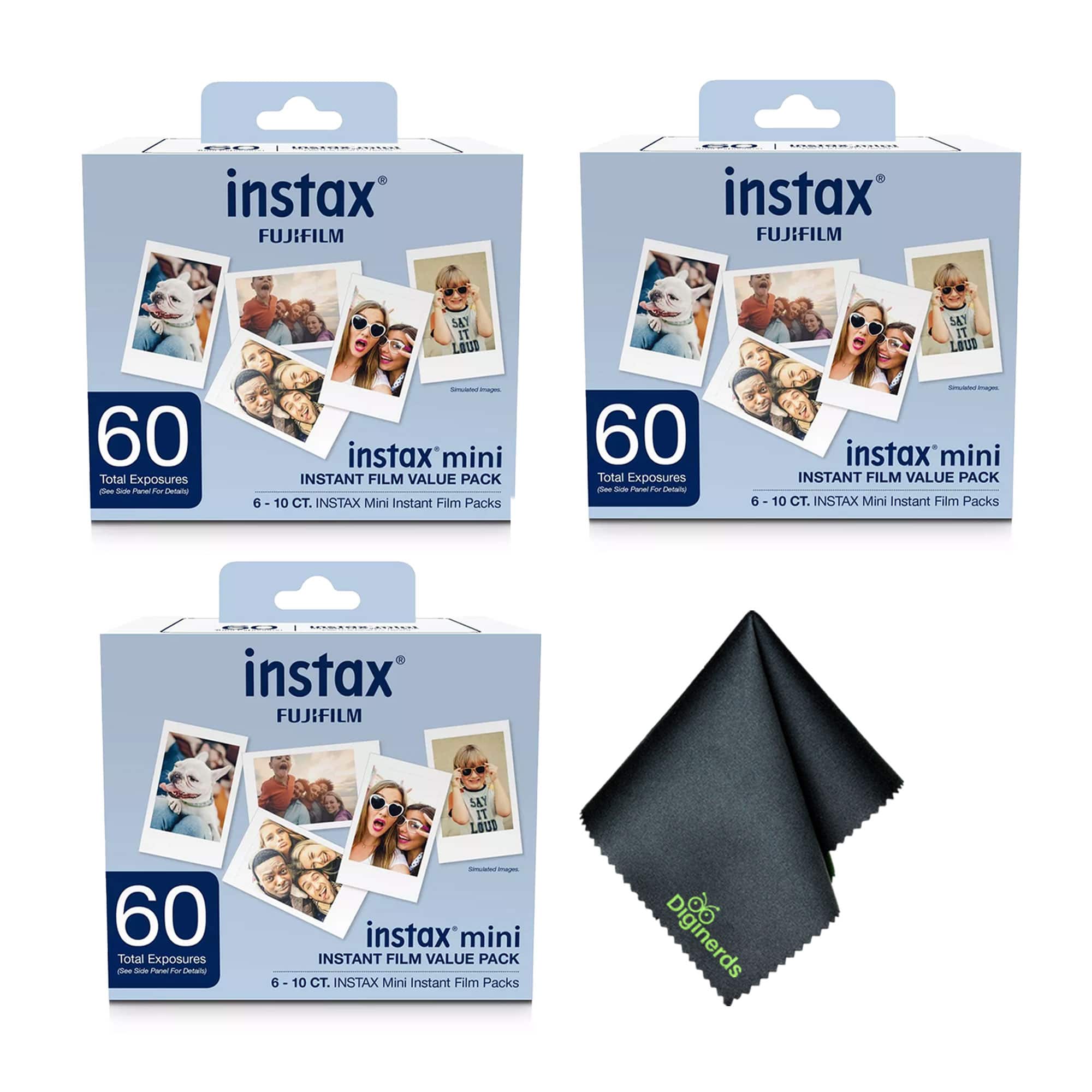 Fujifilm - Instax Mini Value Pack Instant Film (180 Exposures) + Cleaning Cloth