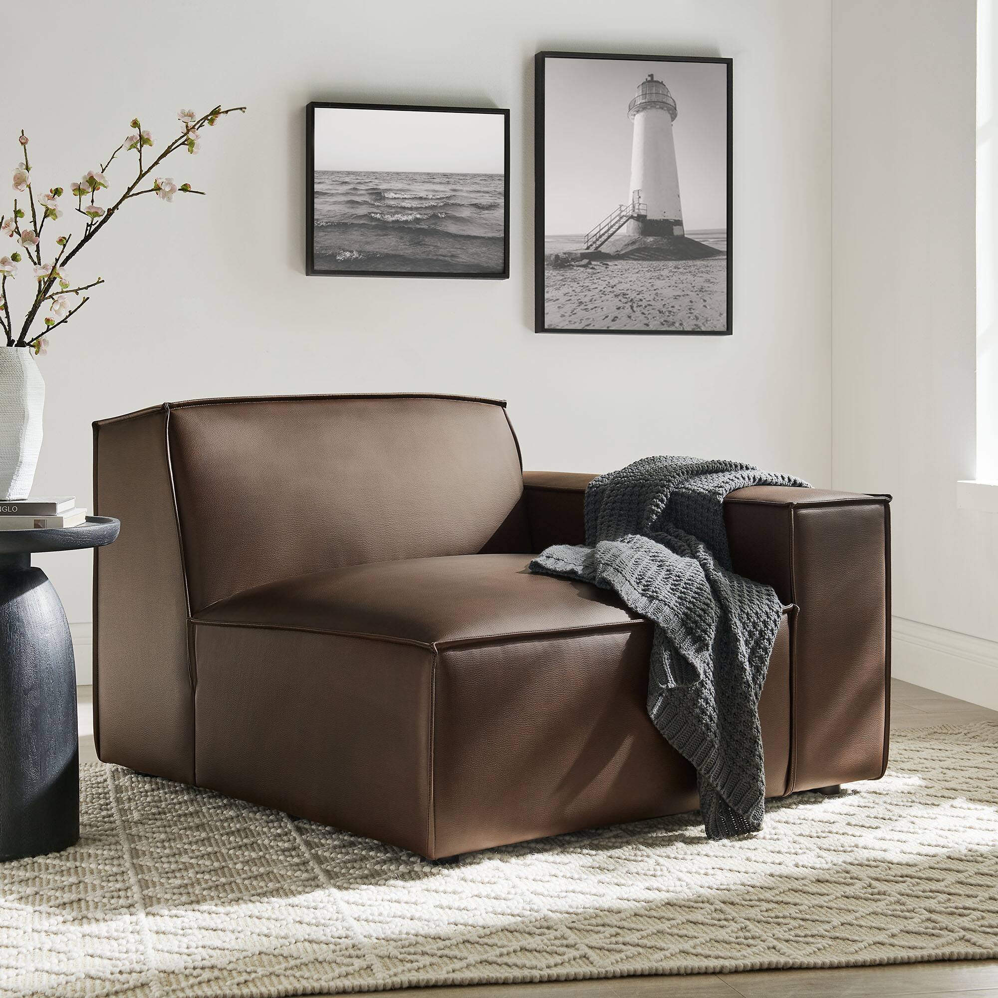Alt View 7. Modway - Restore Vegan Leather Right-Facing Modular Lounge Chair by Modway - Espresso.
