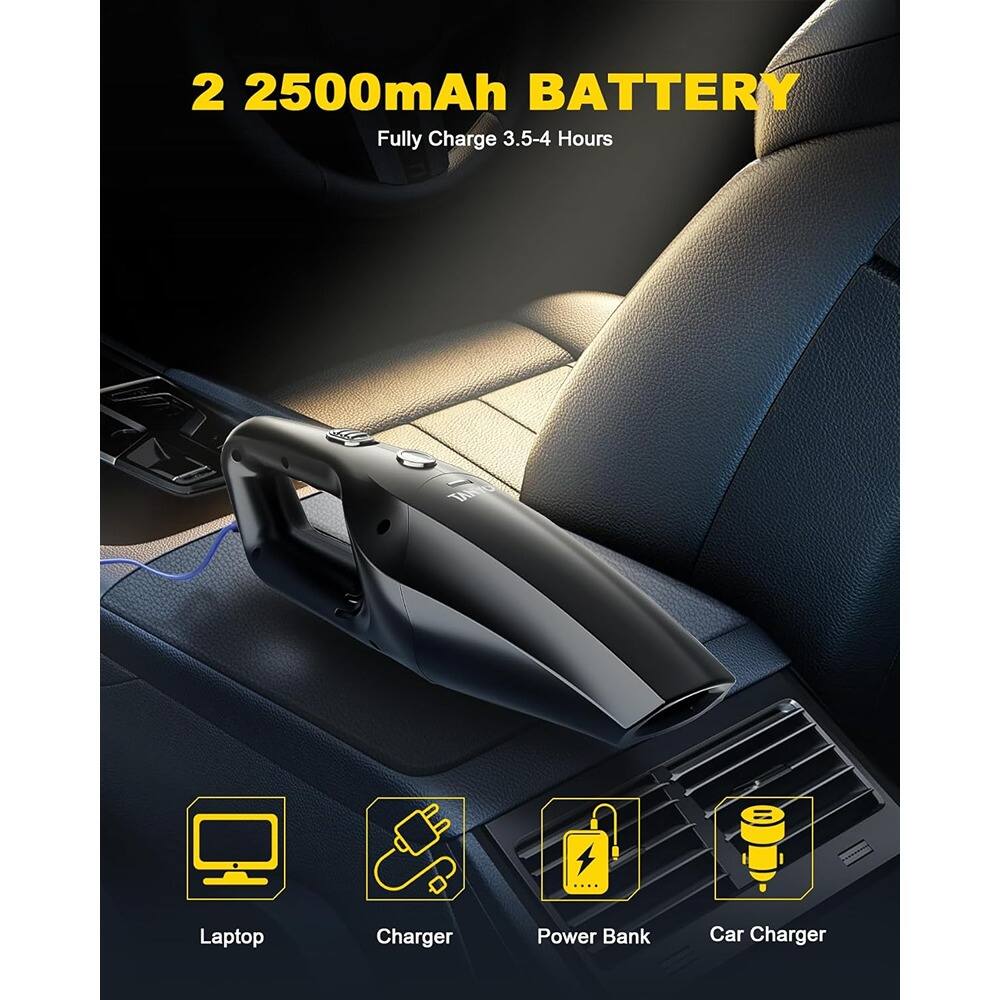 2 2500mAh BATTERY  
Fully Charge 3.5-4 Hours  

Laptop  
Charger  
Power Bank  
Car Charger