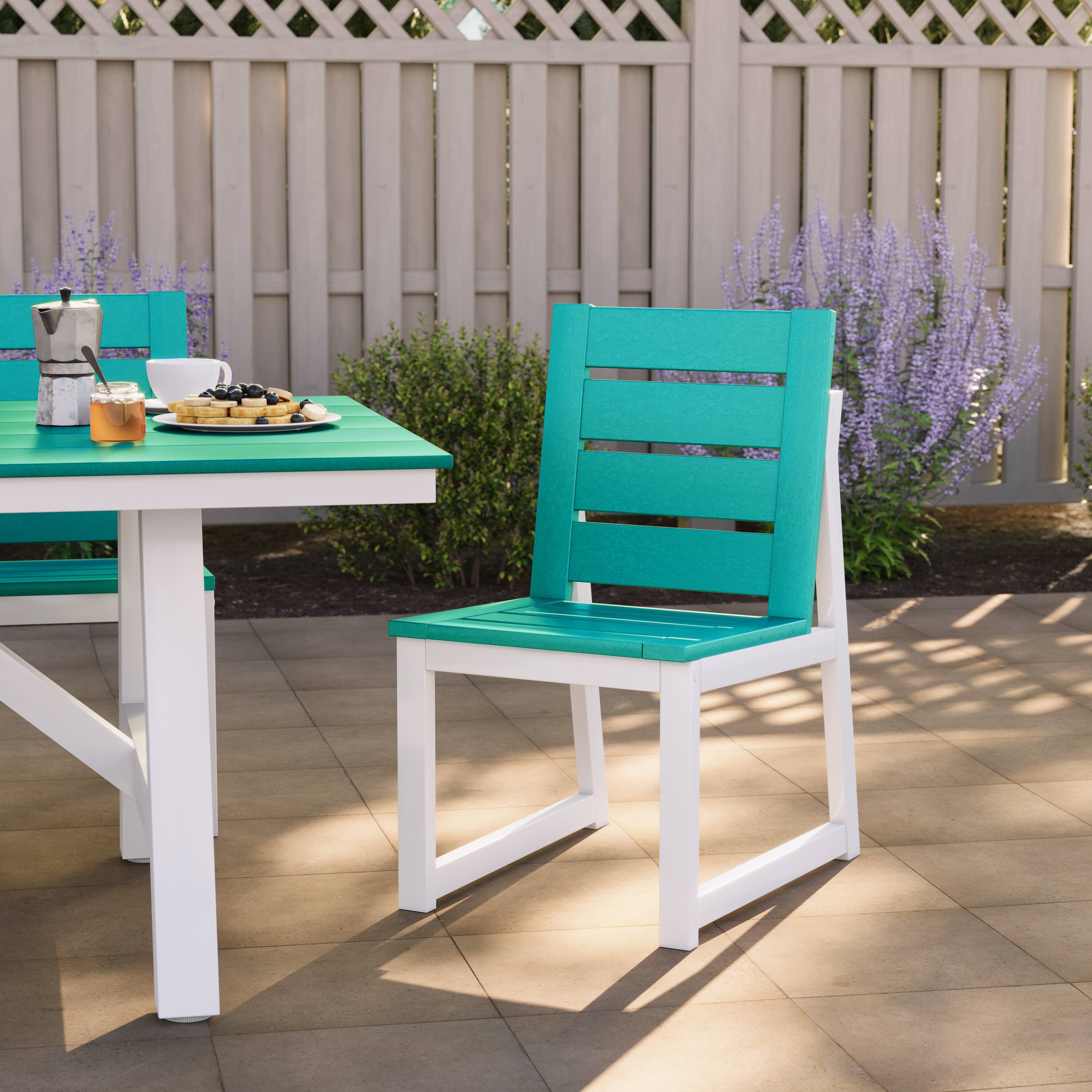 Angle. WestinTrends - WestinTrends Cape May HDPE Outdoor Patio Dining Side Chair - Turquoise.