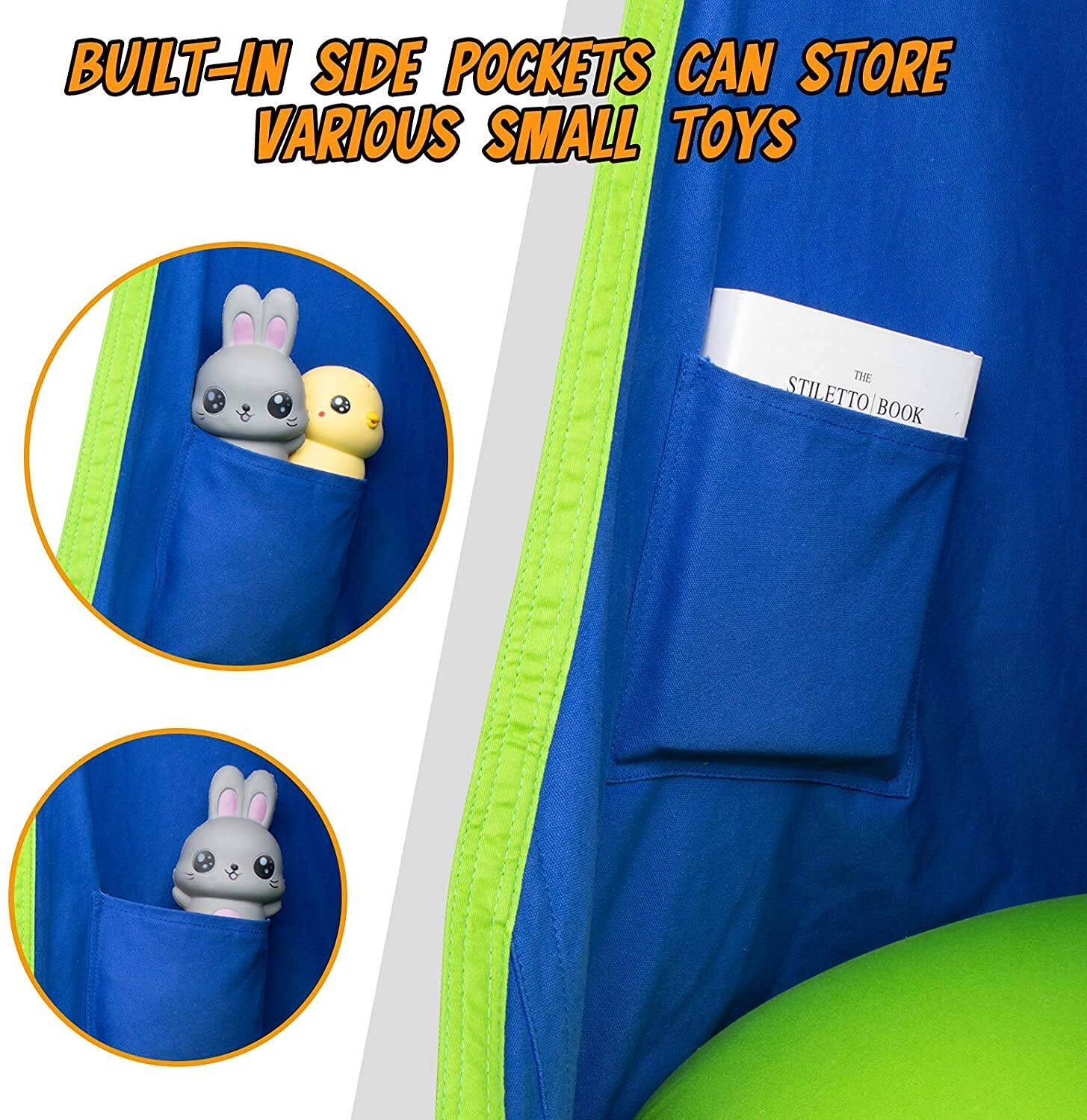 BUILT-IN SIDE POCKETS CAN STORE VARIOUS SMALL TOYS