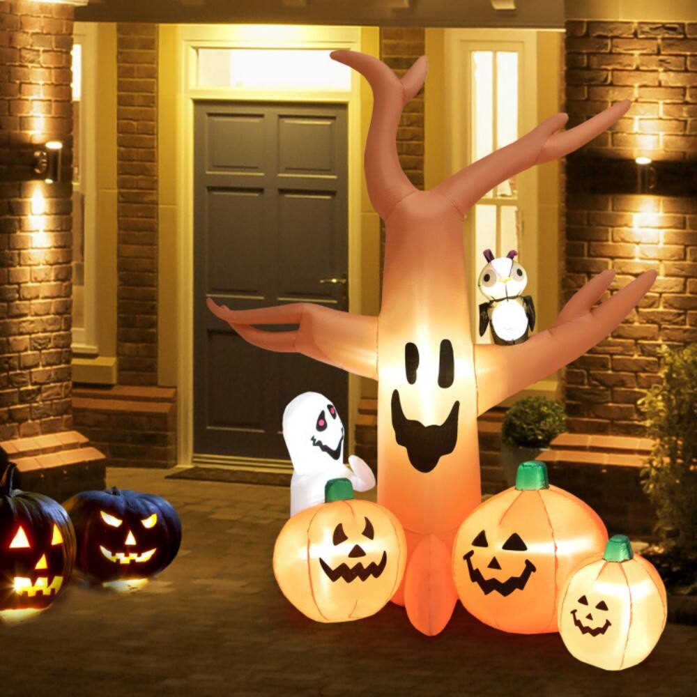 Alt View 8. Boyel Living - 8FT LED Lighted Halloween Inflatable Dead Tree Spooky Outdoor Decor - Orange.