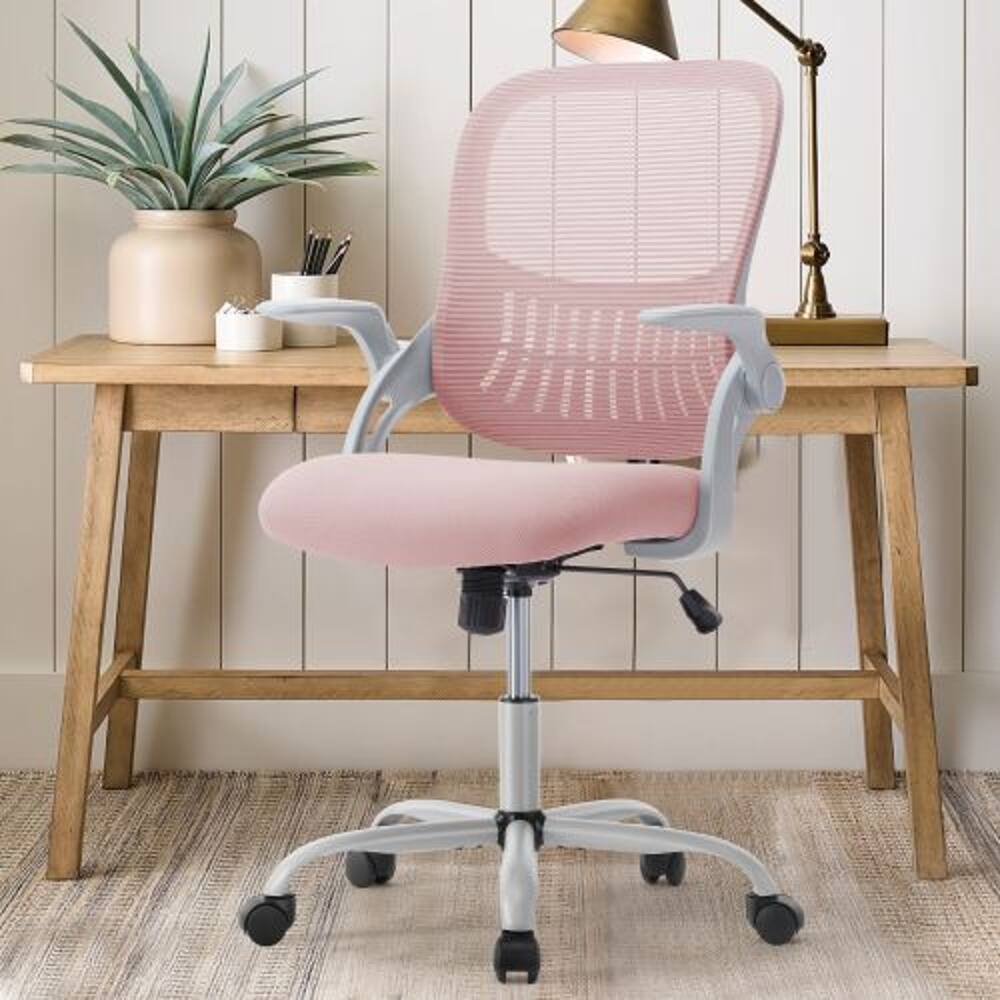 Alt View 3. Loheer - Ergonomic Mesh Office Chair, Mid-Back Computer Desk Chair, Lumbar Support, Height Adjustable, Swivel Task Chair - Black.