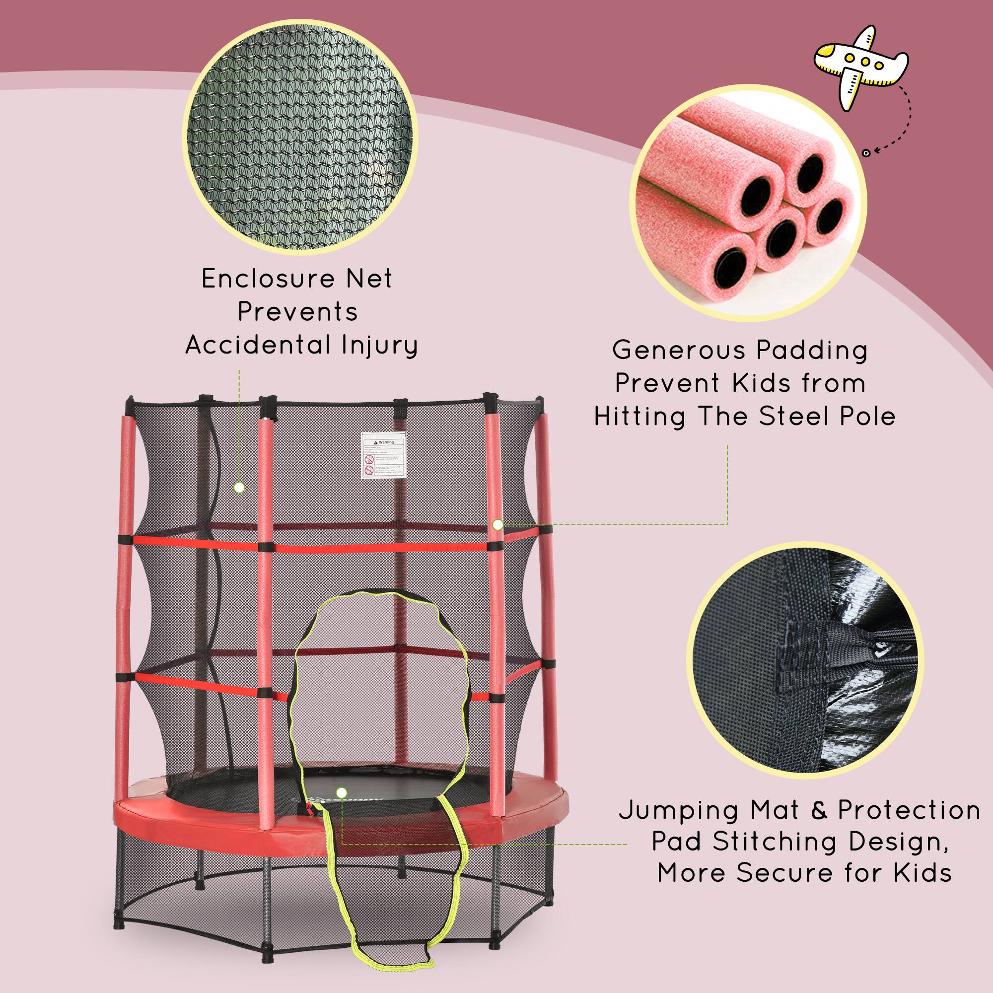- Enclosure Net Prevents Accidental Injury
- Generous Padding Prevent Kids from Hitting The Steel Pole
- Jumping Mat & Protection Pad Stitching Design, More Secure for Kids