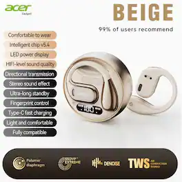 Acer - OHR510 Pure Bass Sound Wireless Earbuds - New Model Over-Ear Design, Long Battery Life, High-Quality Sound for Sports