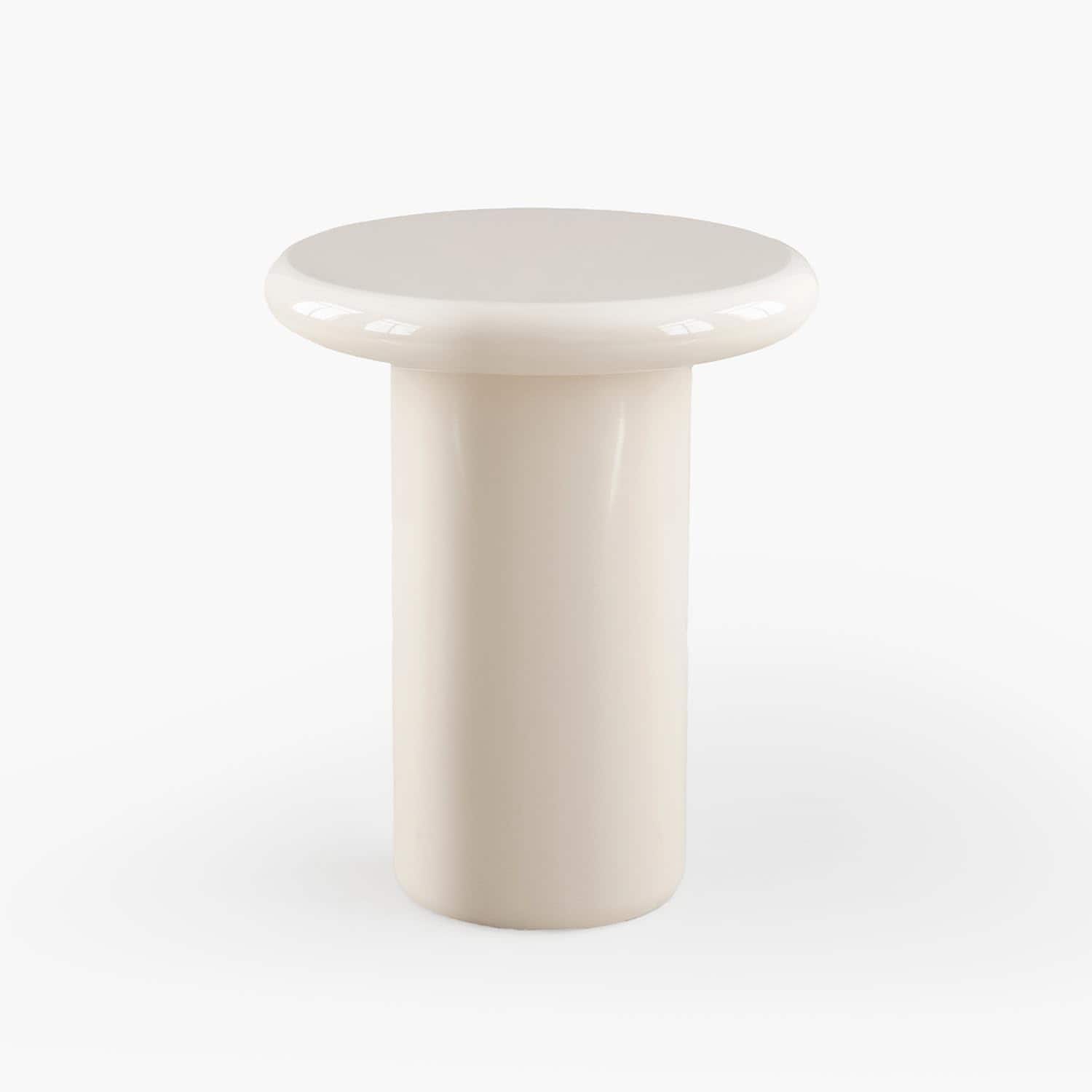 Acanva - Modern End Tables with High Glossy Finish, Curved Edges, Accent Center Furniture for Living Room Home Office, Side Table - Gloss Off-white