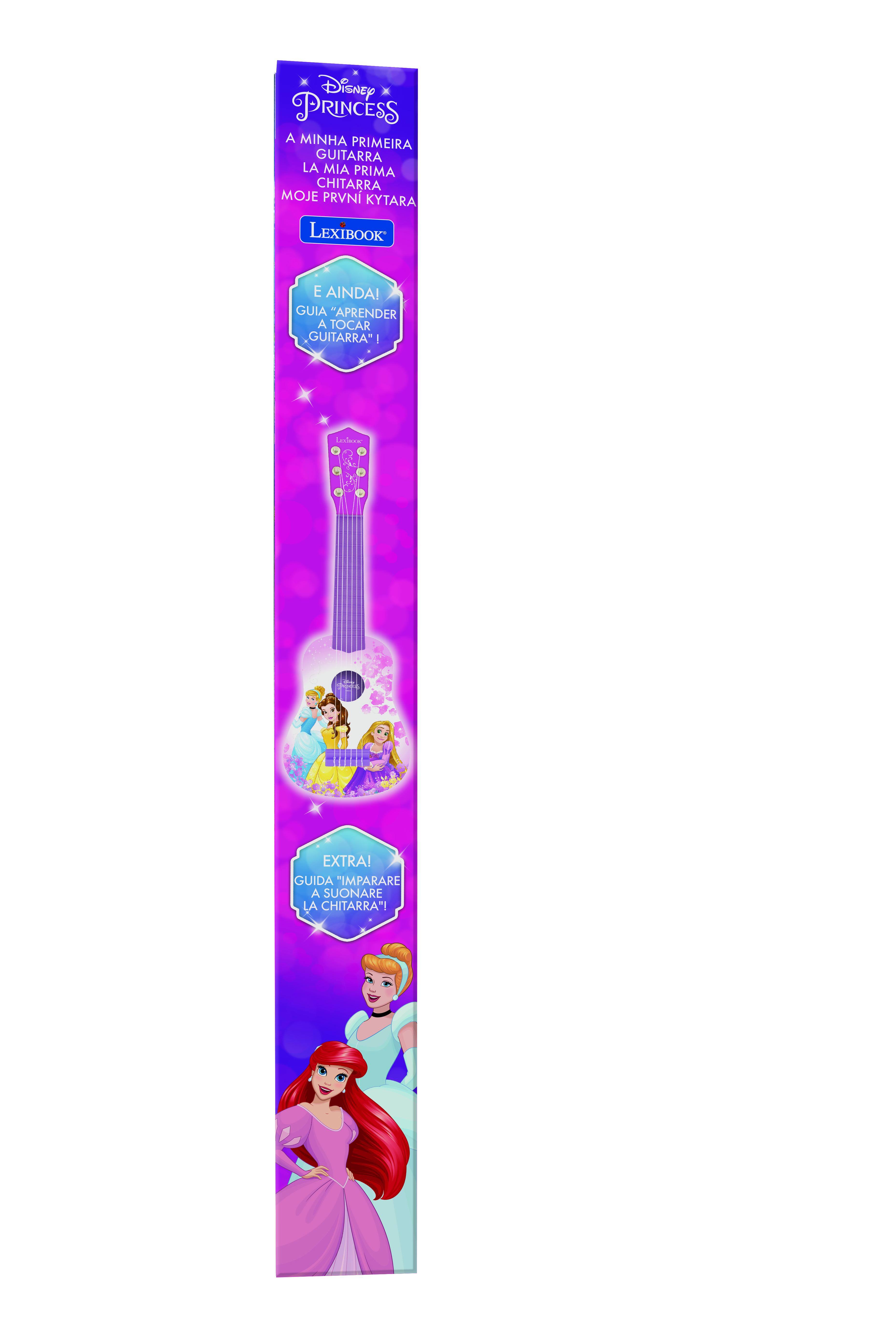 Disney PRINCESS  
A MINHA PRIMEIRA GUITARRA  
LA MIA PRIMA CHITARRA  
MOJE PRVNÍ KYTARA  

LexiBOOK  

E AINDA!  
GUIA "APRENDER A TOCAR GUITARRA"  

EXTRA!  
GUIDA "IMPARARE A SUONARE LA CHITARRA"