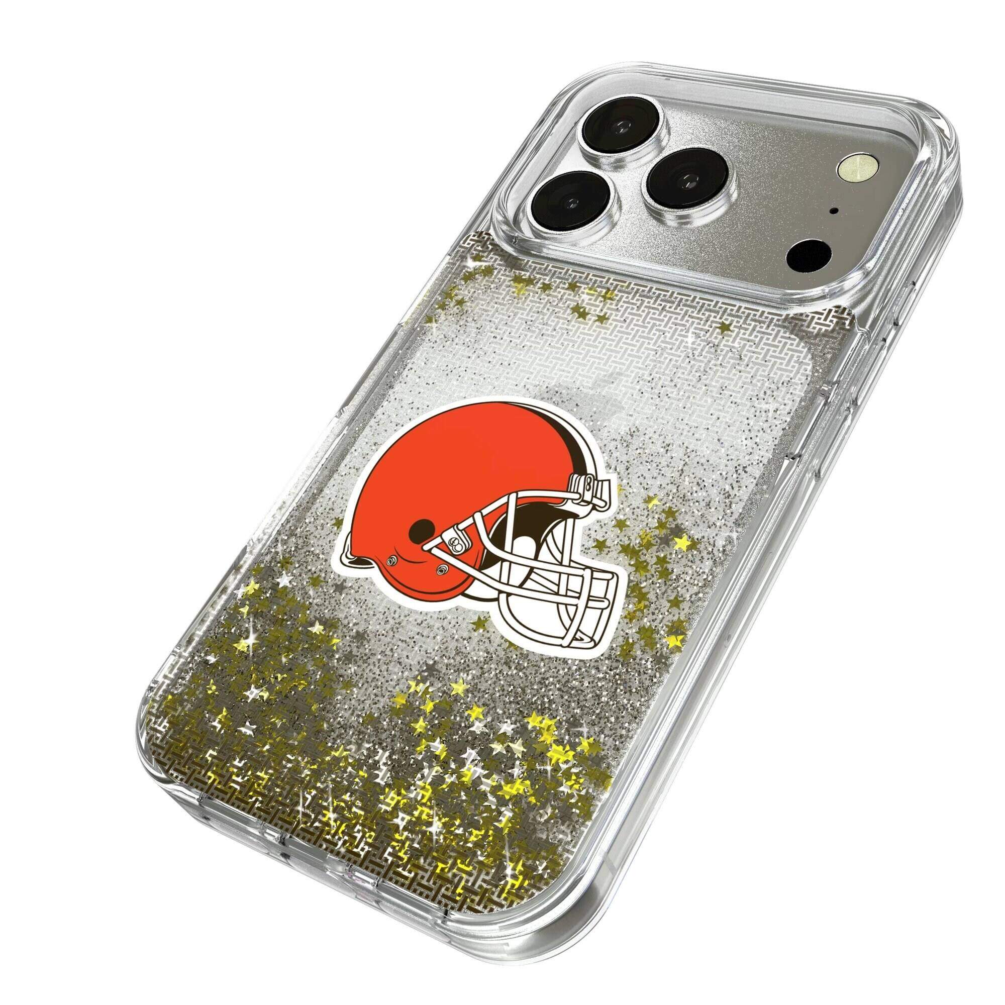 Alt View 1. Keyscaper - Cleveland Browns Linen Logo iPhone Glitter Case - 15 - Multicolor.