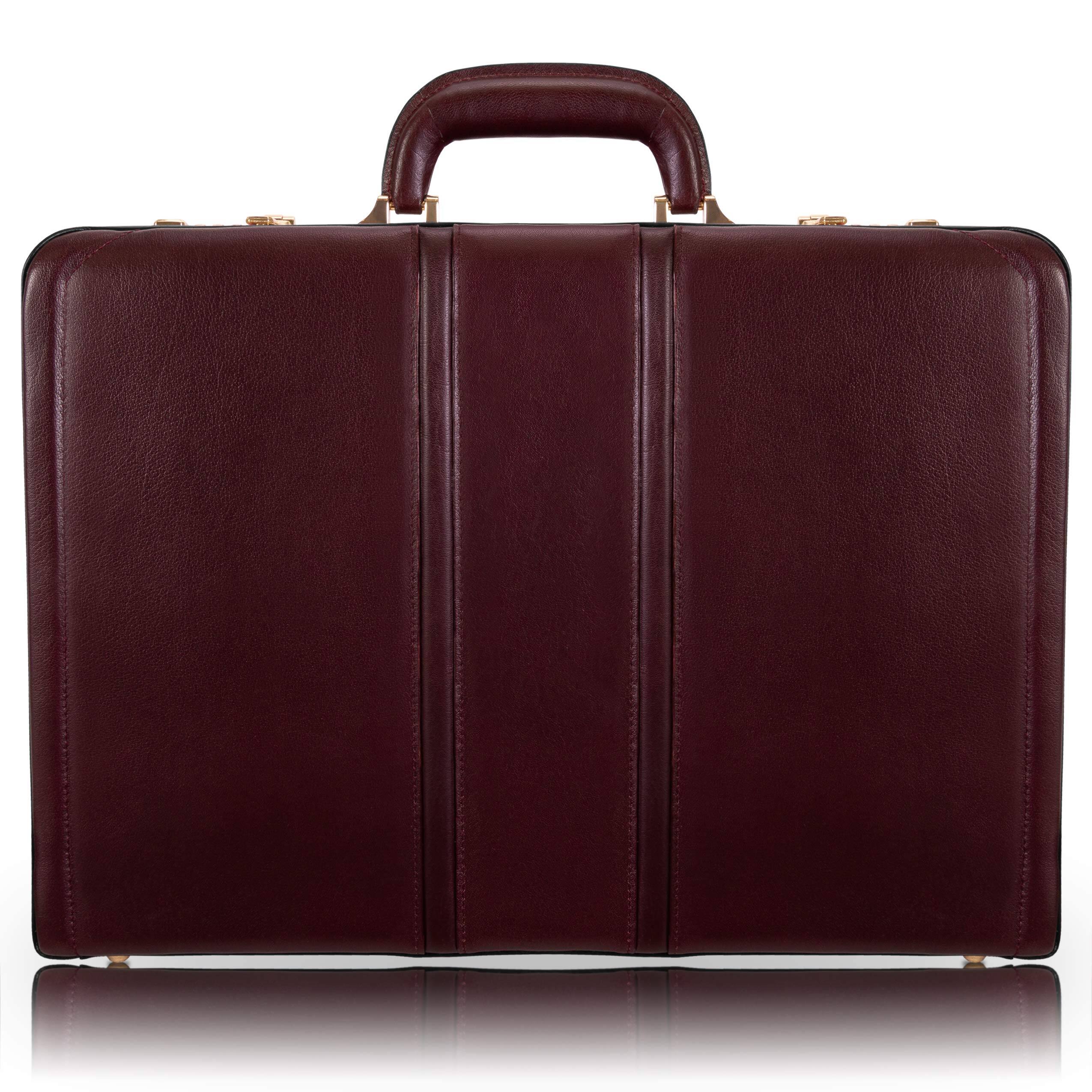 Front. McKleinUSA - Expandable Leather Laptop Briefcase 4.5" Slim Business Attache Bag Laptop Compartment Tablet Pocket Combination Lock - Burgundy.