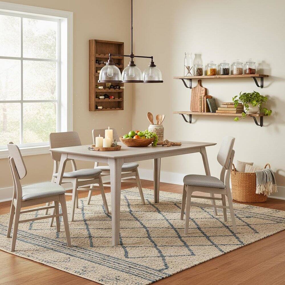 Alt View 10. FurniFact - 5-Piece Wood Dining Set Mid-Century White Ash - White.