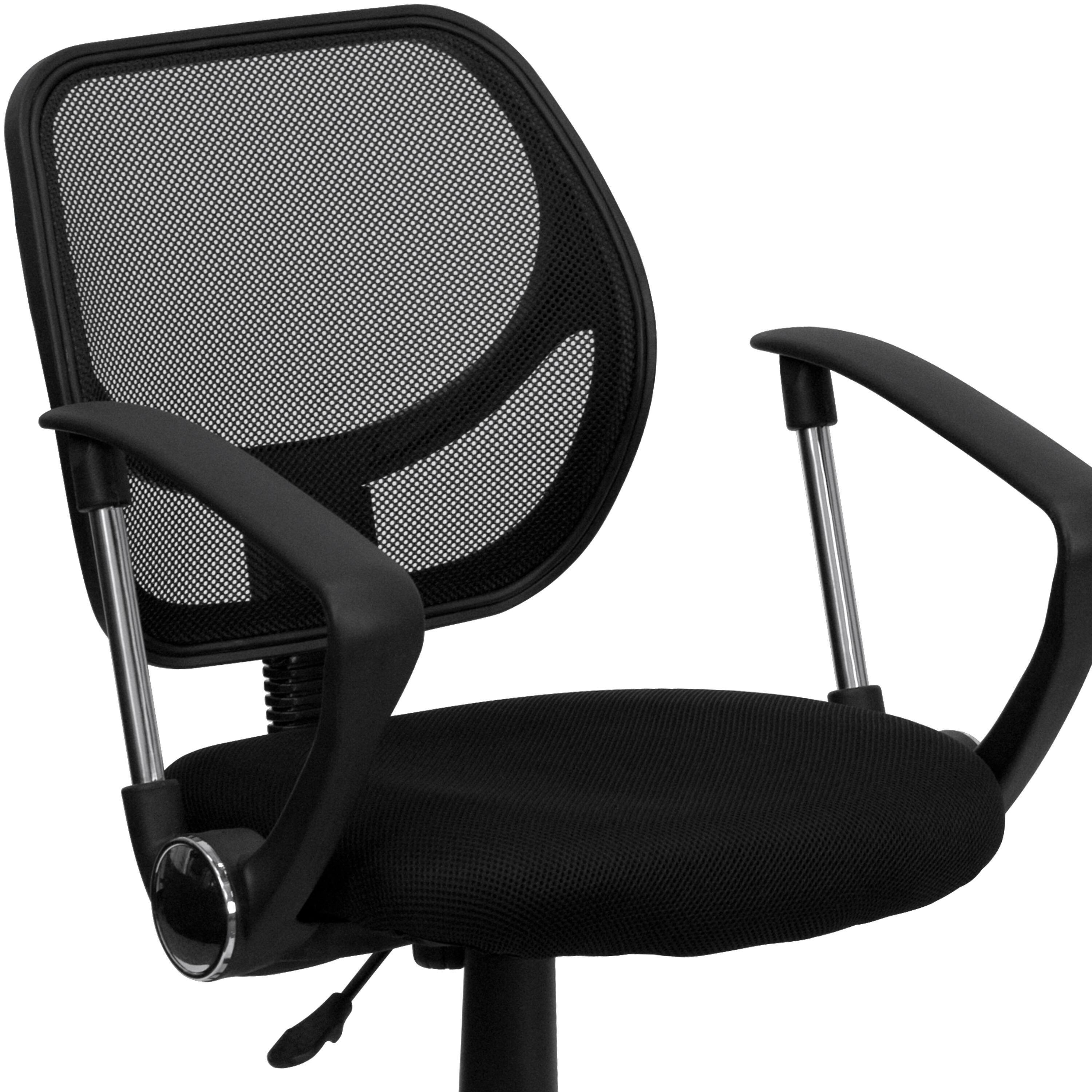 Alt View 9. Emma + Oliver - Mid-Back Mesh Swivel Task Office Chair with Curved Square Back and Arms - Black.