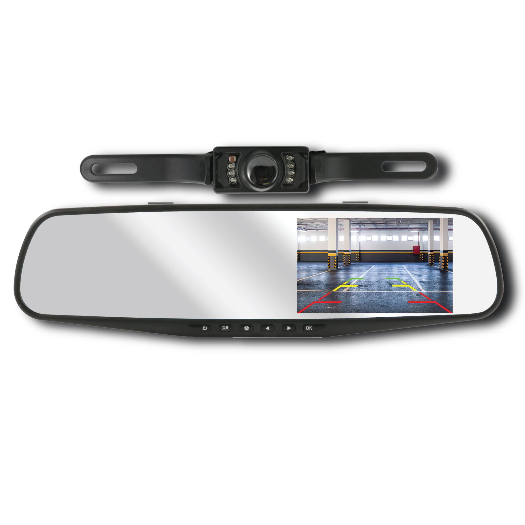 Left. Armor All - Armor All 720P HD Rearview Mirror Dash and Backup Camera, 4.3 Inch LCD Screen, New Universal design - Black.