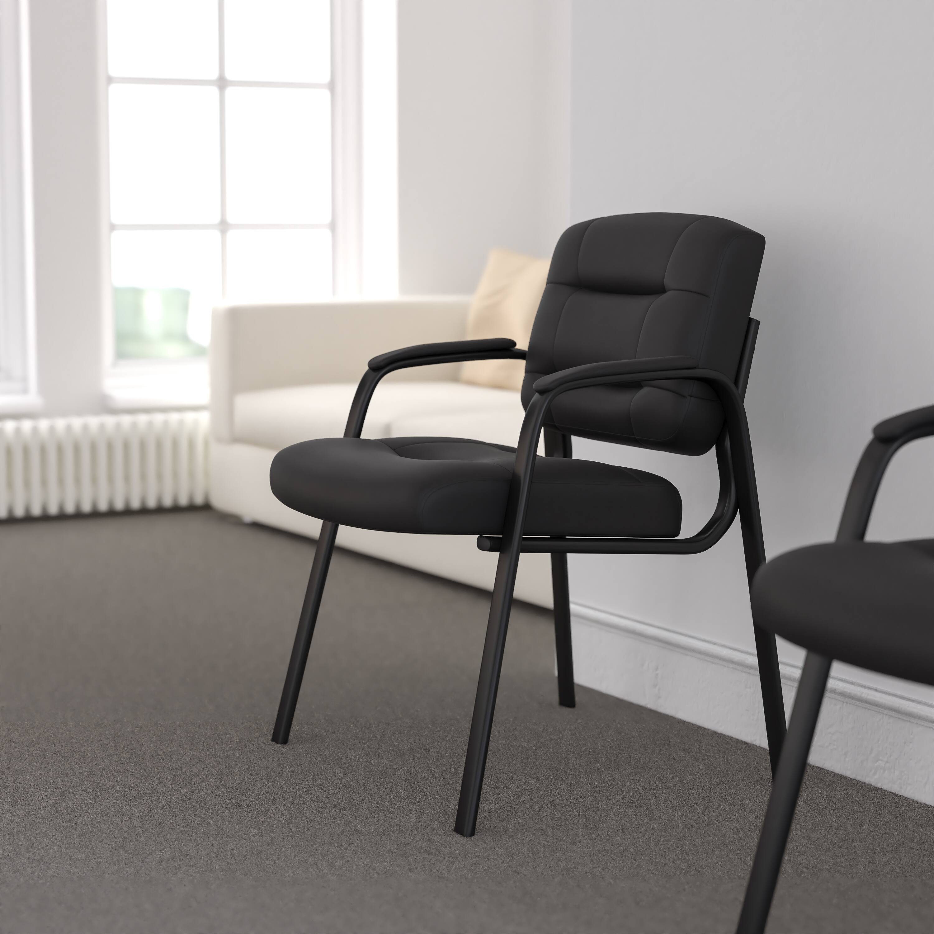 Alt View 1. Emma + Oliver - Fundamentals Executive Reception Chair with Metal Frame - Black.
