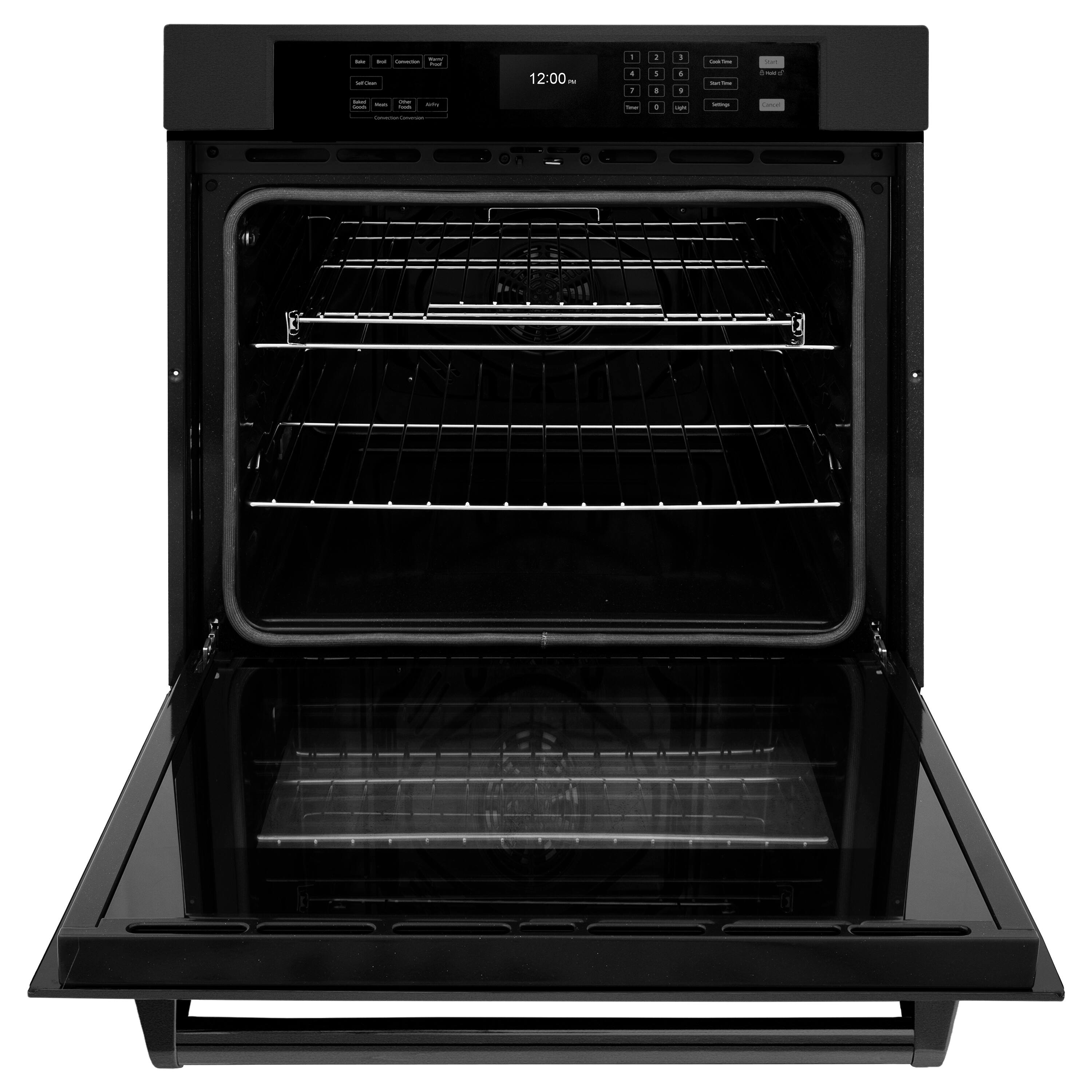 Angle. ZLINE - 30 in. True Convection Wall Oven w/ Air Fry and Self Clean in Black Stainless Steel - Black Stainless Steel.