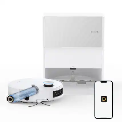 Front. Dreame - DREAME Aqua10UltraRollerC Kit Robot Vacuum, 30KPa Suction, Extending Mop, Heat-Washes & Dries, AICamera, LiDAR Avoidance - White.