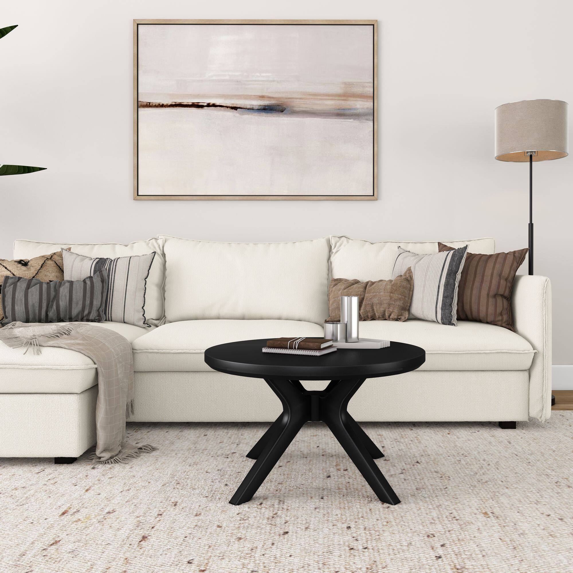 Alt View 1. Plank+Beam - Verso Round Coffee Table (30in x 30in / 760mm x 760mm), Black - Black.