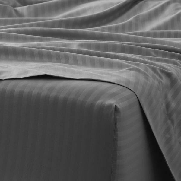 Alt View 1. Plazatex - 1800 Series Embossed Striped Wrinkle Resistant Sheet 4pc Set Full - Grey - Grey.