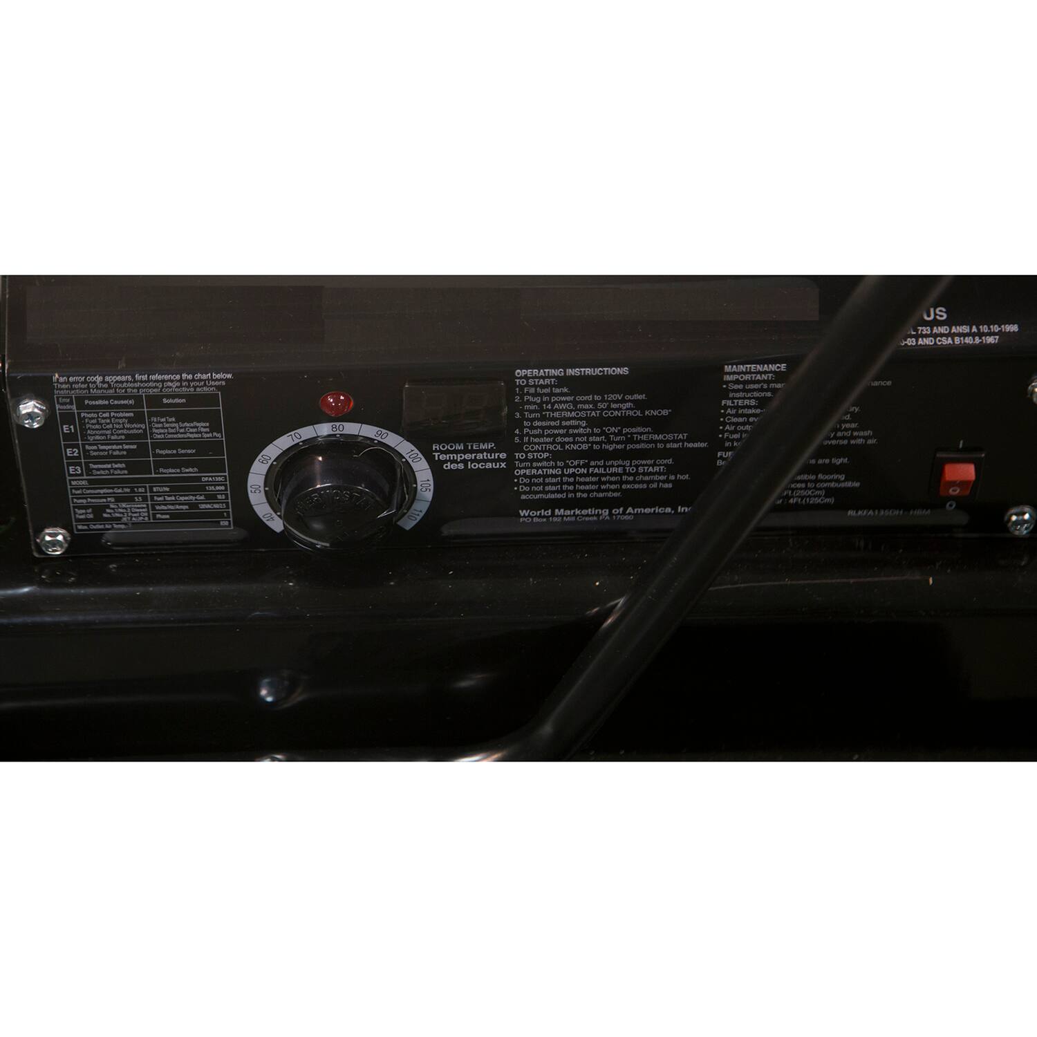 US 130 AND ANSI 199 - AND CSA 8140.8-1967

OPERATING INSTRUCTIONS

1. Plug in power cord to 120V outlet.
2. Turn "THERMOSTAT CONTROL KNOB" to "ON" position.
3. Push power switch to "ON" position.
4. Turn "THERMOSTAT CONTROL KNOB" to desired temperature setting.
5. Turn "THERMOSTAT CONTROL KNOB" to "OFF" and unplug power cord.
6. Do not operate unit if chamber is hot.
7. Do not operate unit if chamber is hot.
8. Do not operate unit if chamber is hot.
9. Do not operate unit if chamber is hot.
10. Do not operate unit if chamber is hot.
11. Do not operate unit if chamber is hot.
12. Do not operate unit if chamber is hot.
13. Do not operate unit if chamber is hot.
14. Do not operate unit if chamber is hot.
15. Do not operate unit if chamber is hot.
16. Do not operate unit if chamber is hot.
17. Do not operate unit if chamber is hot