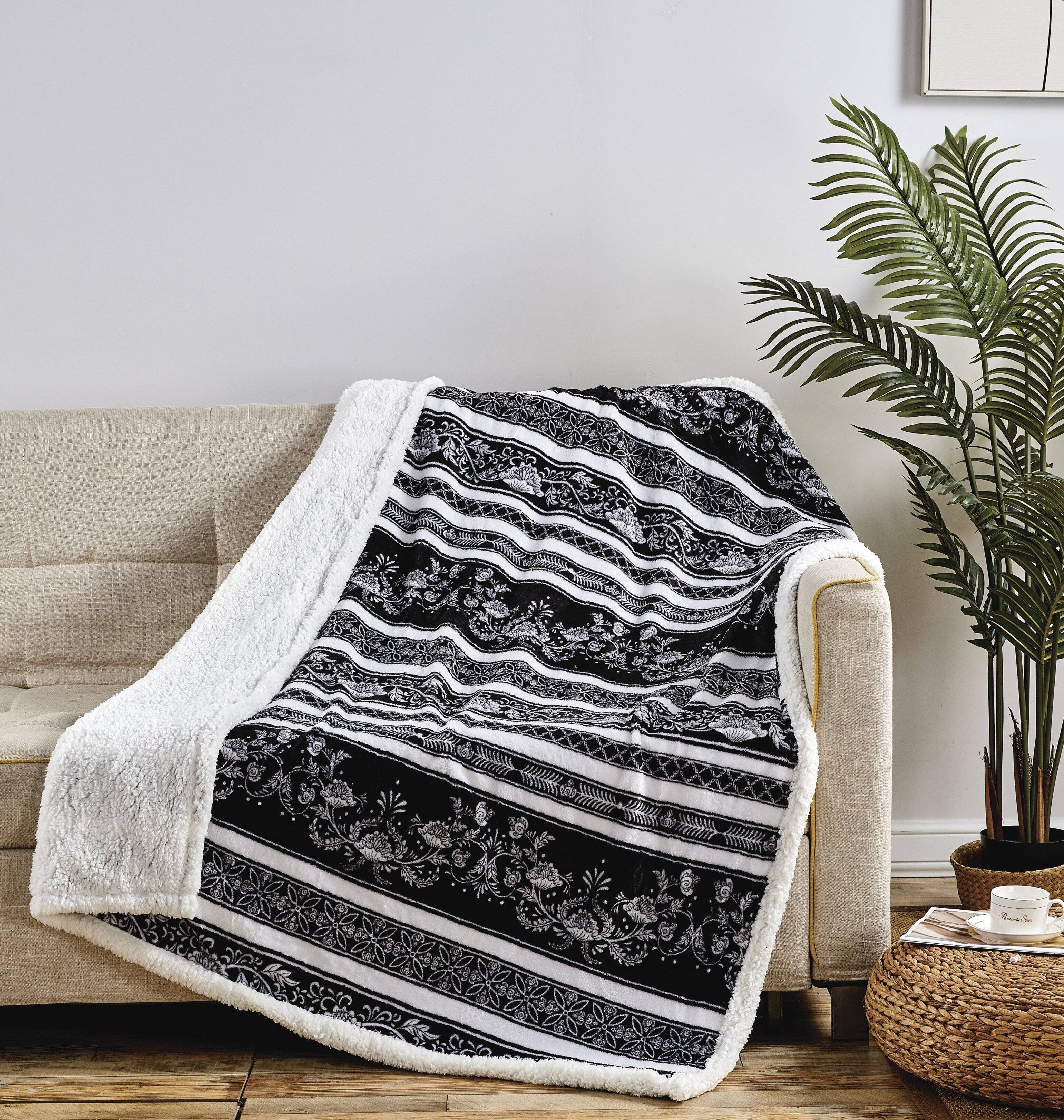 Angle. Noble House - Noble Home Soft & Cozy Faux Shearling Printed Throw Blanket 50' x 60' - Odelia - Odelia.