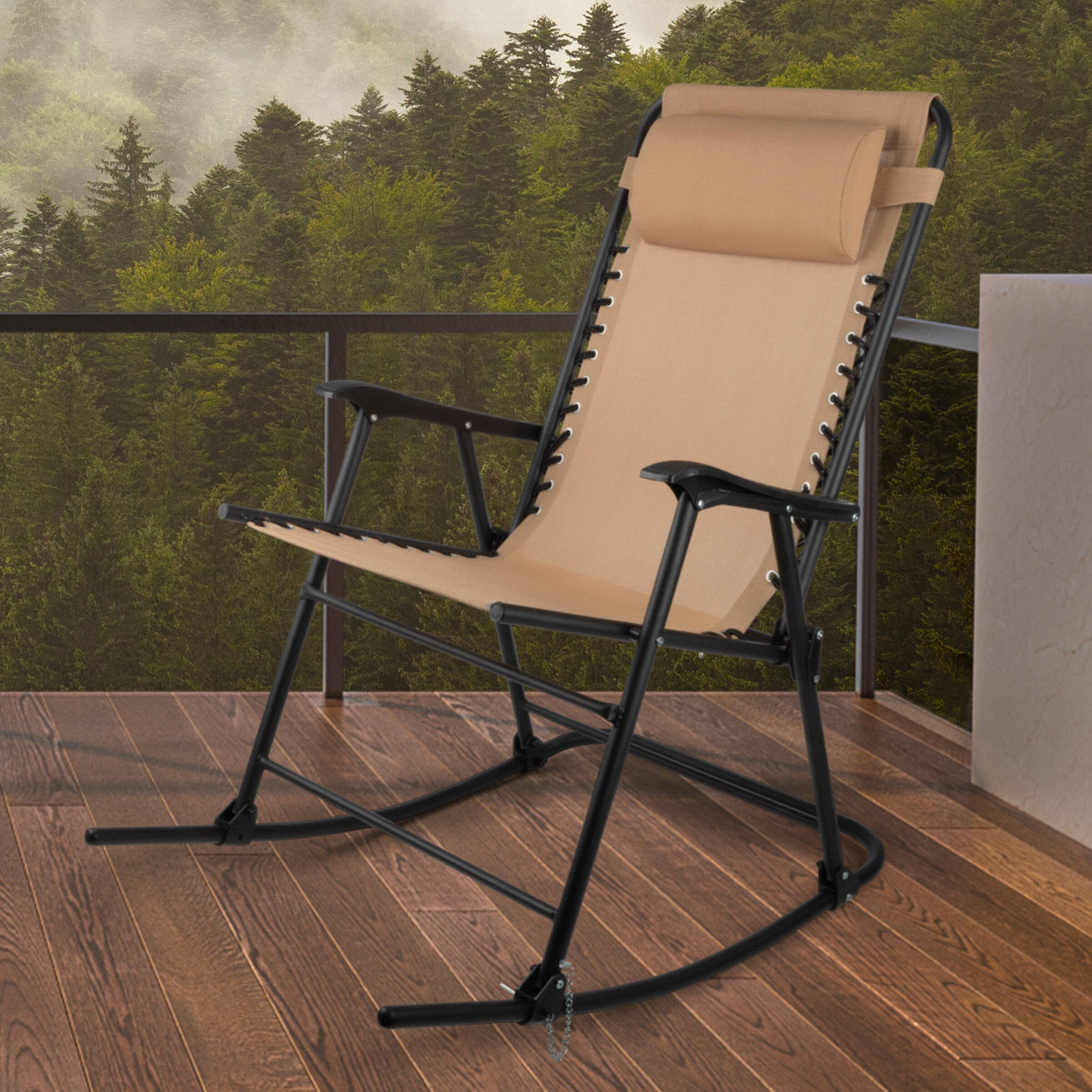 Alt View 6. Lavish Home - Folding Outdoor Rocking Chair - Beige.
