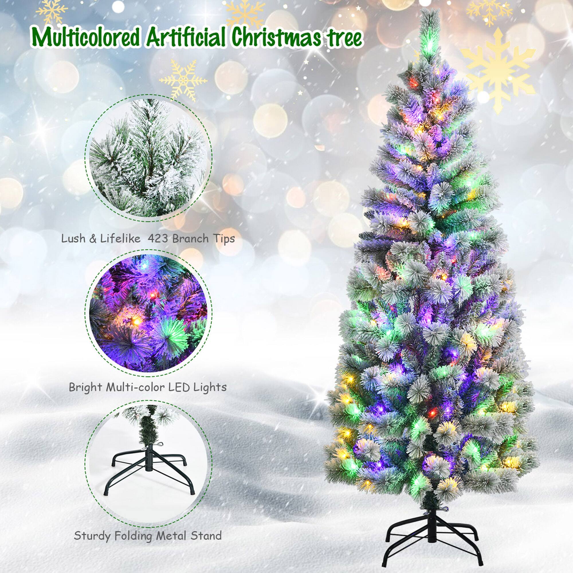 Multicolored Artificial Christmas tree

- Lush & Lifelike 423 Branch Tips
- Bright Multi-color LED Lights
- Sturdy Folding Metal Stand