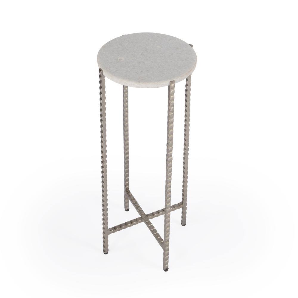 Alt View 4. Butler Specialty - Nigella Marble and Silver Cross Legs Side Table - Multi-Color.