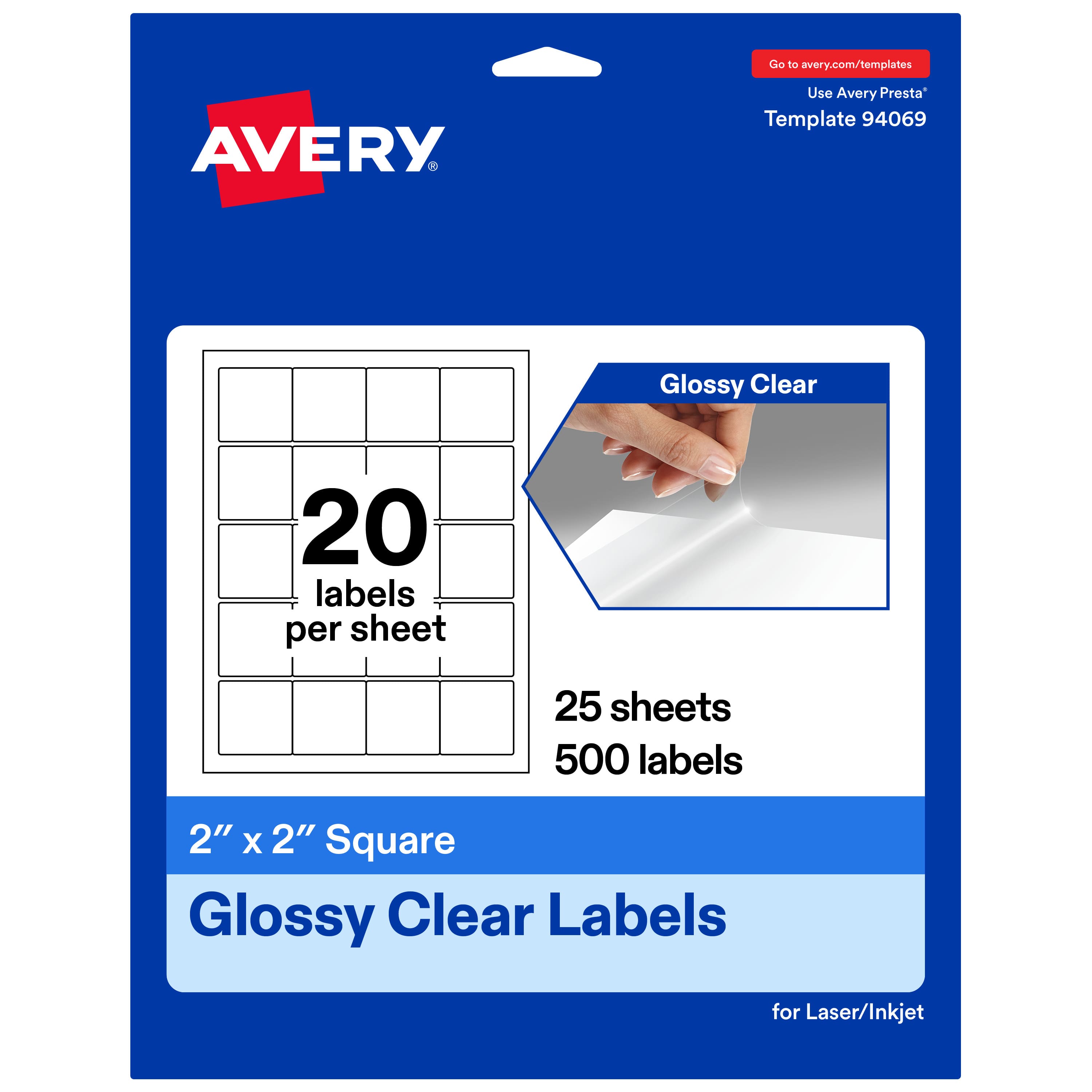"Avery - Avery® Glossy Square Labels, 2"" x 2"", 500 Total - Clear" price history on PriceWatchPro