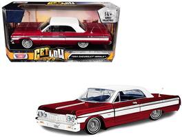 Motormax - 1964 Chevrolet Impala Lowrider Hard Top Candy Top "Get Low" Series 1/24 - Red Metallic with White