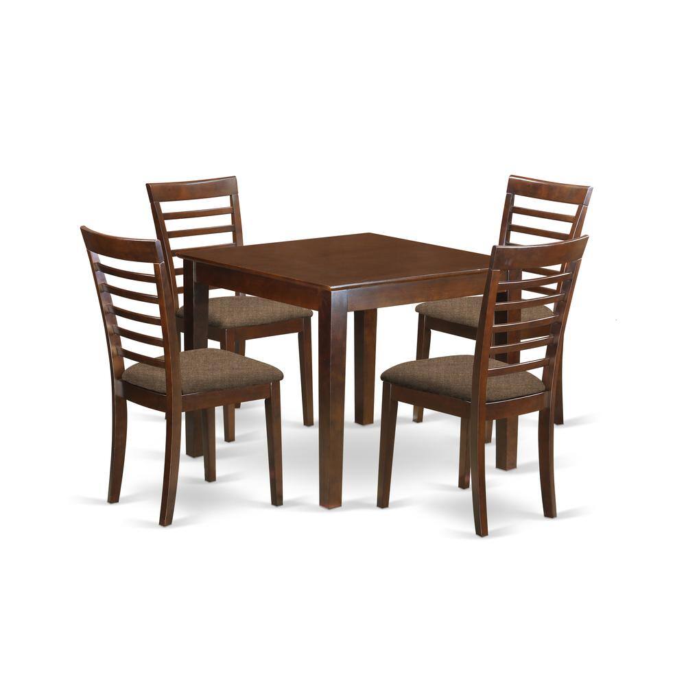 Back. East West Furniture - OXML5-MAH-C 5 Pc Dinette Table set with a Dining Table and 4 Dining Chairs in Mahogany - Mahogany.