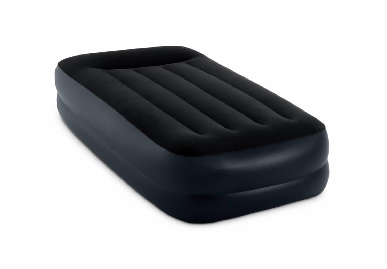 Intex - Intex, 10” Twin Dura-Beam Prestige Downy Airbed with Hand-held Battery Air Pump, 64777E, Air Mattresses - Black/Gray