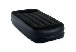 Intex - Intex, 10” Twin Dura-Beam Prestige Downy Airbed with Hand-held Battery Air Pump, 64777E, Air Mattresses - Black/Gray