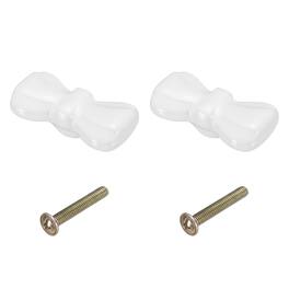 Unique Bargains - 2pcs Butterfly Ceramic Cabinet Knobs, Decorative Drawer Pulls w/ Screws for Cupboards - White