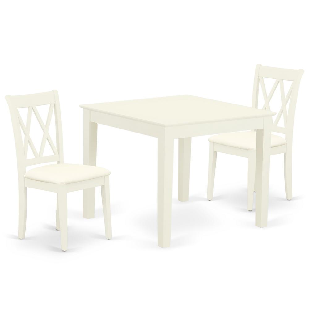 Back. East West Furniture - Dining Room Set Linen White - Brown.