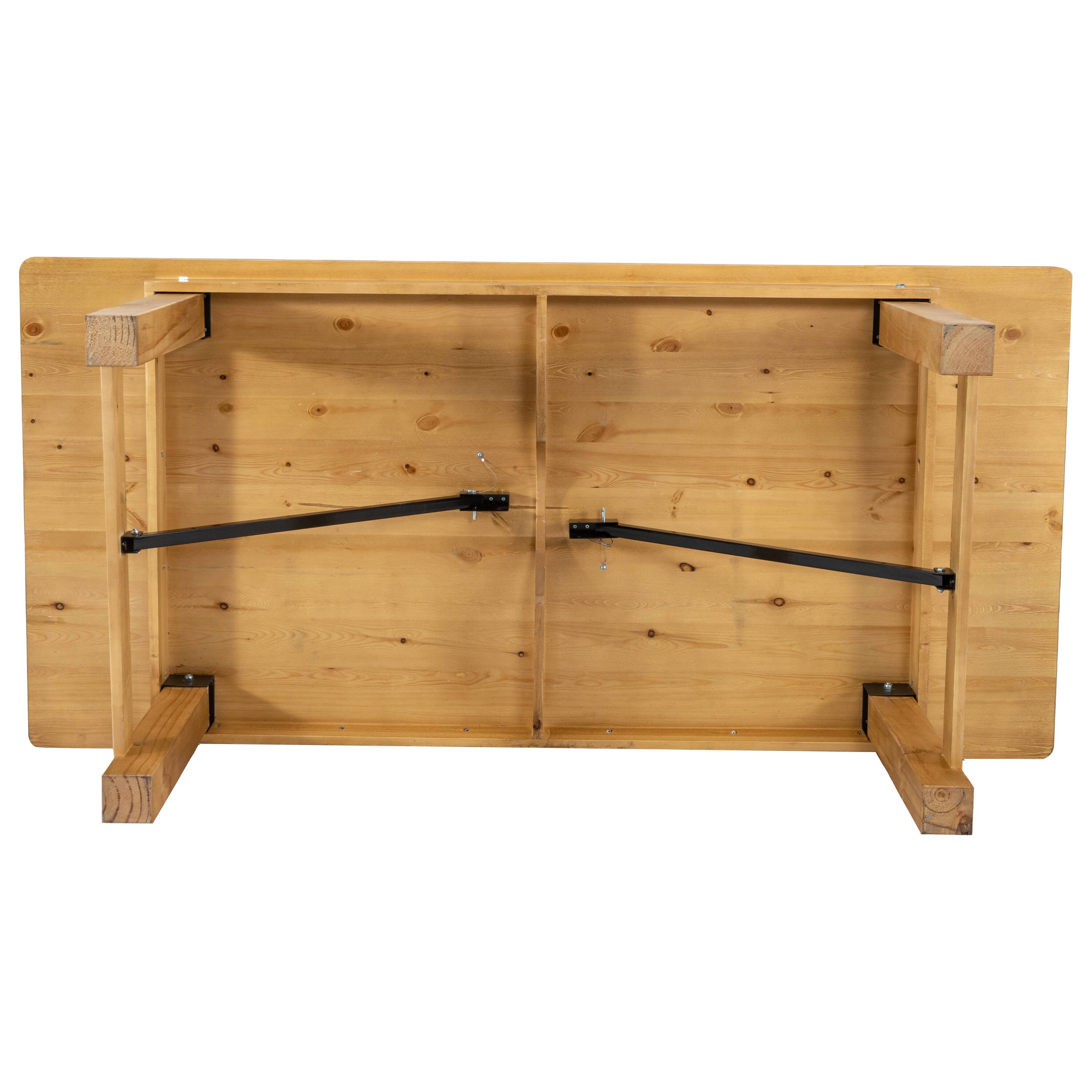 Alt View 5. Flash Furniture - HERCULES 7' x 40" Rectangular Antique Rustic Light Natural Solid Pine Folding Farm Table - Natural.