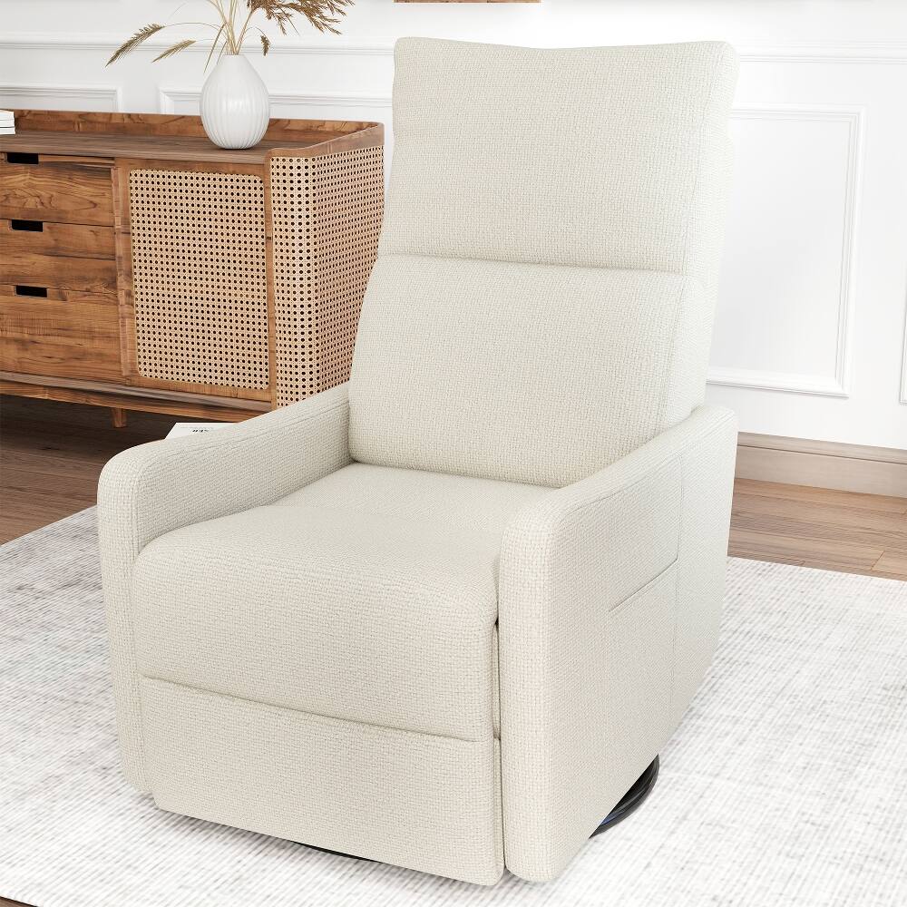 Alt View 7. Loheer - Loheer Power Swivel Recliner Chair 270 Degree Swivel Rocker Chair Small Rocking Recliner for Nursery Beige - Beige.