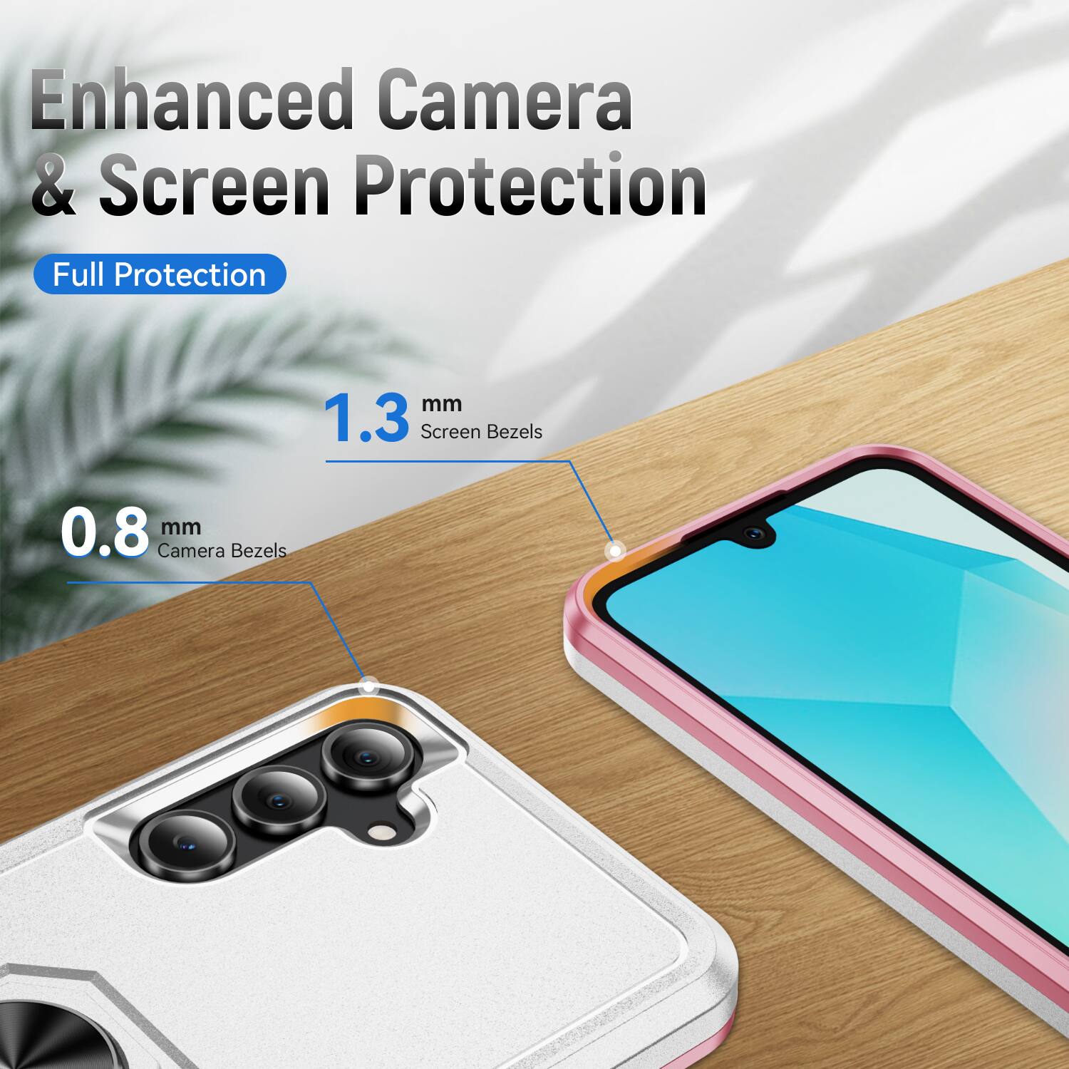 Enhanced Camera & Screen Protection  
Full Protection  
1.3 mm Screen Bezels  
0.8 mm Camera Bezels