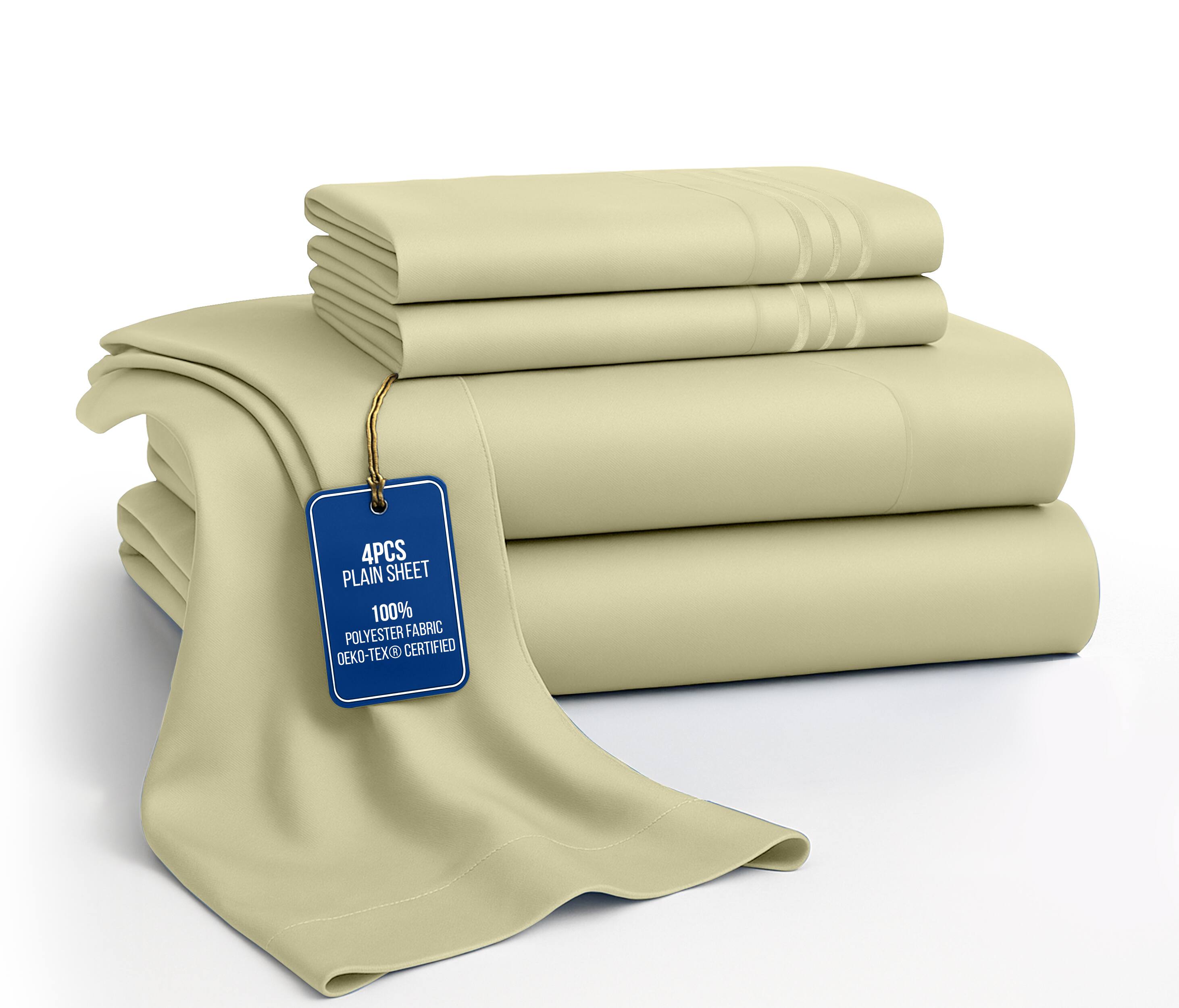 Lux Decor Collection - 4-Piece Queen Bed Sheet Set, Ultra Soft Microfiber, Deep Pocket, Wrinkle-Resistant, Hypoallergenic, All-Season Comfort - Beige
