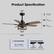 Product Specification
- 5.9" (Height)
- 10.6" (Blade Span)
- 45.6" (Overall Height)
2 Downrods Included
- 14" with 4" downrod
- 18" with 8" downrod
2 x E26 Bulb Base
- Max: 60 Watts (Bulbs not included)
Mounting Option
- Angled ≤15°
- Downrod
