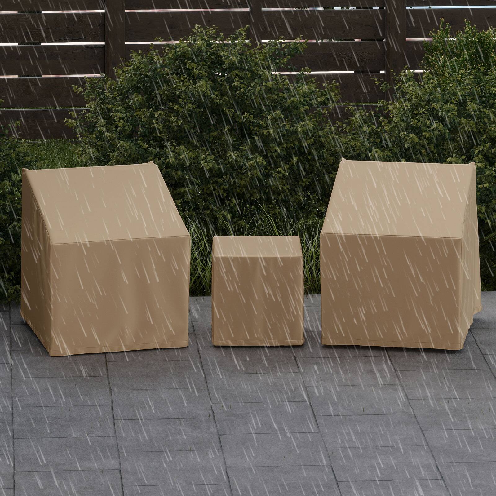 Alt View 4. Costway - Costway Patio Furniture Covers Waterproof Conversation Covers for 3 PCS Bistro Set - Beige.