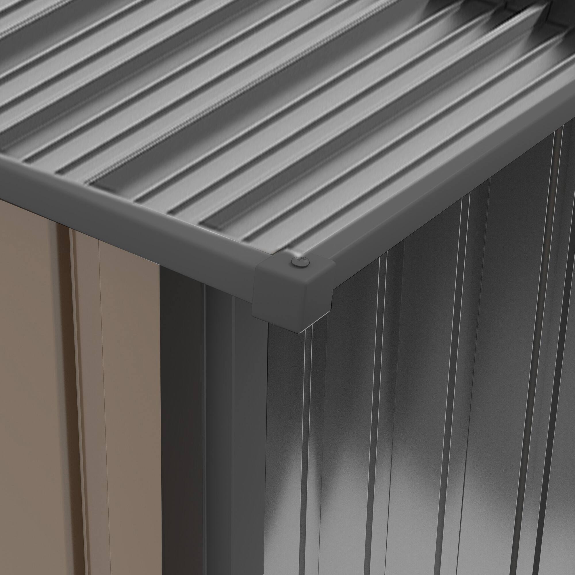 Alt View 7. Outsunny - 3.3' x 3.4' Outdoor Storage Shed, Metal Garden Tool House with Sloping Roof and Lockable Door for Backyard, Bike, Patio.