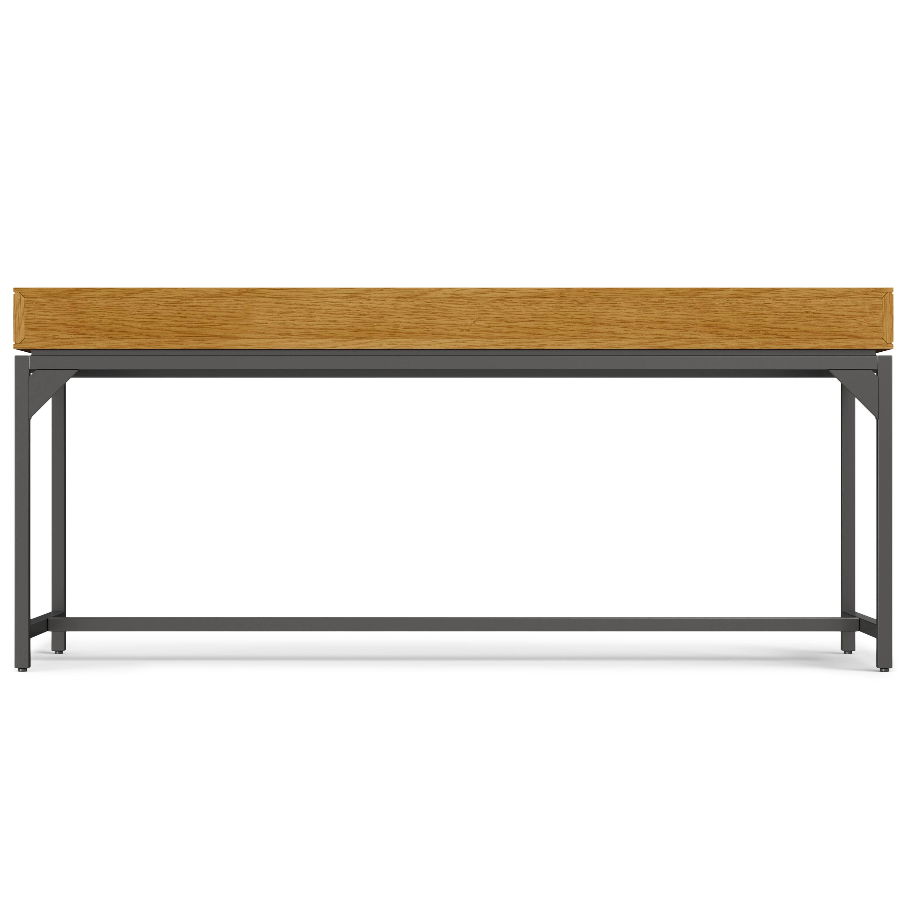 Alt View 1. Simpli Home - Banting 72 inch Wide Solid Wood Mid Century Wide Desk in Oak Veneer - Oak Veneer.