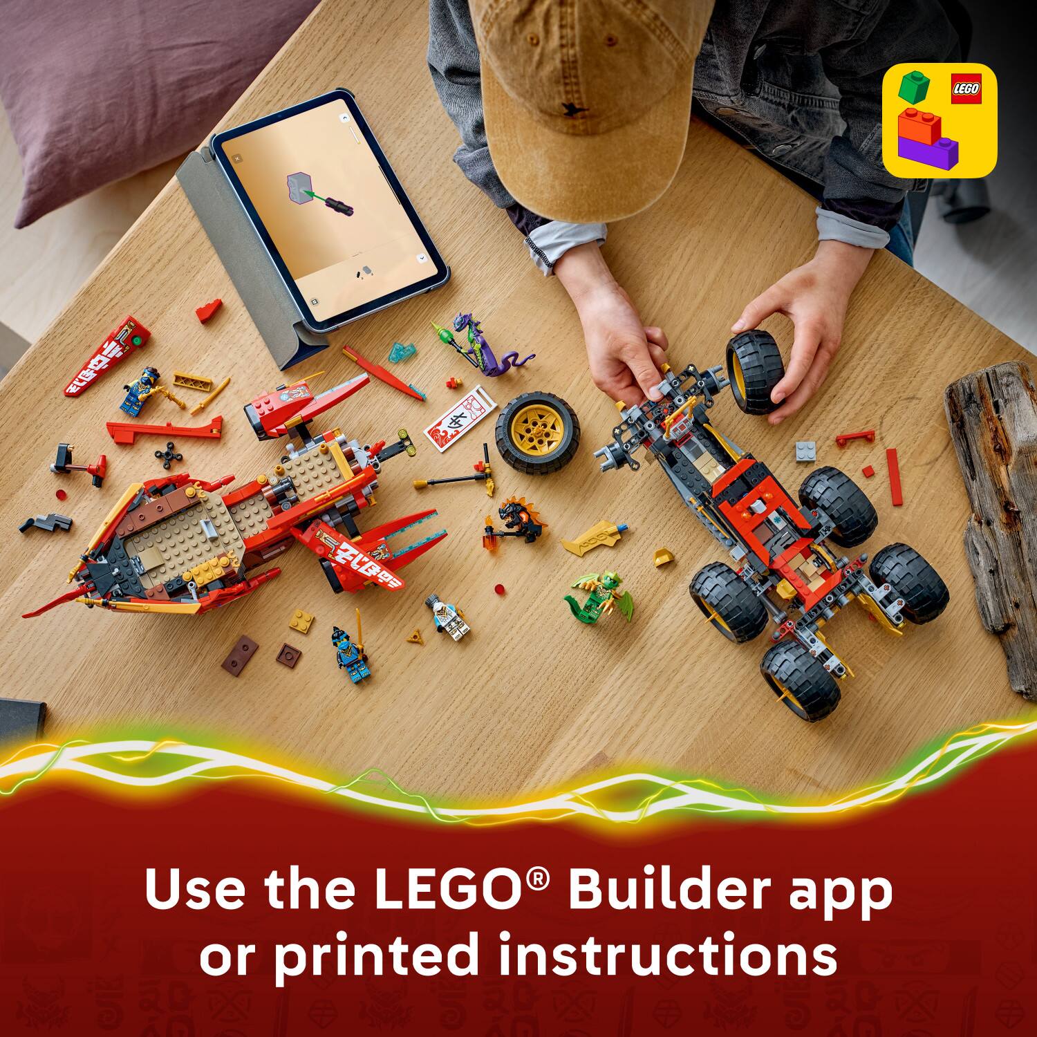 Use the LEGO® Builder app or printed instructions