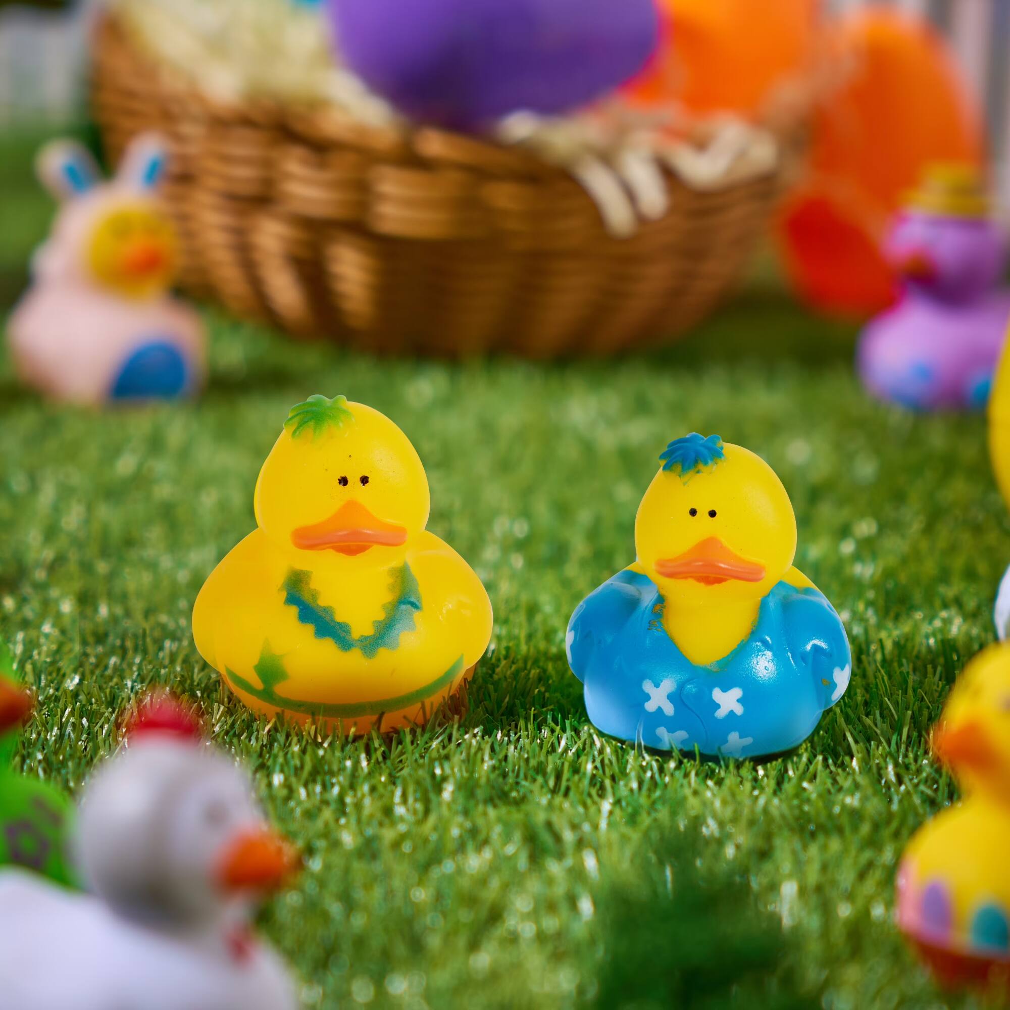 Alt View 2. Joyfy - 15 Pcs Rubber Ducks Bath Toys Birthday Gifts for Kids, Random Assortment Mini Rubber Duckie Toys with Mesh Carry Bag - Multicolored.