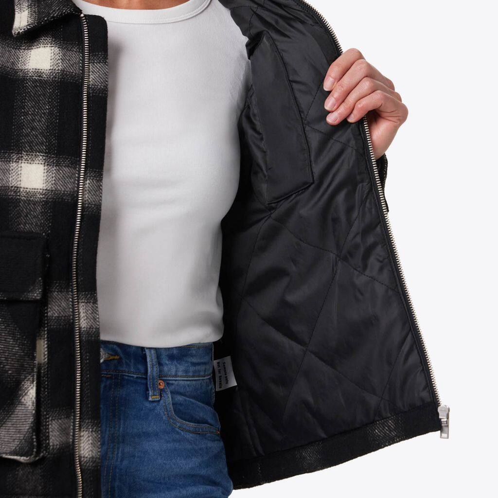 Alt View 3. Mobile Warming - Women's Kodiak Plaid Heated Jacket - Black and White.