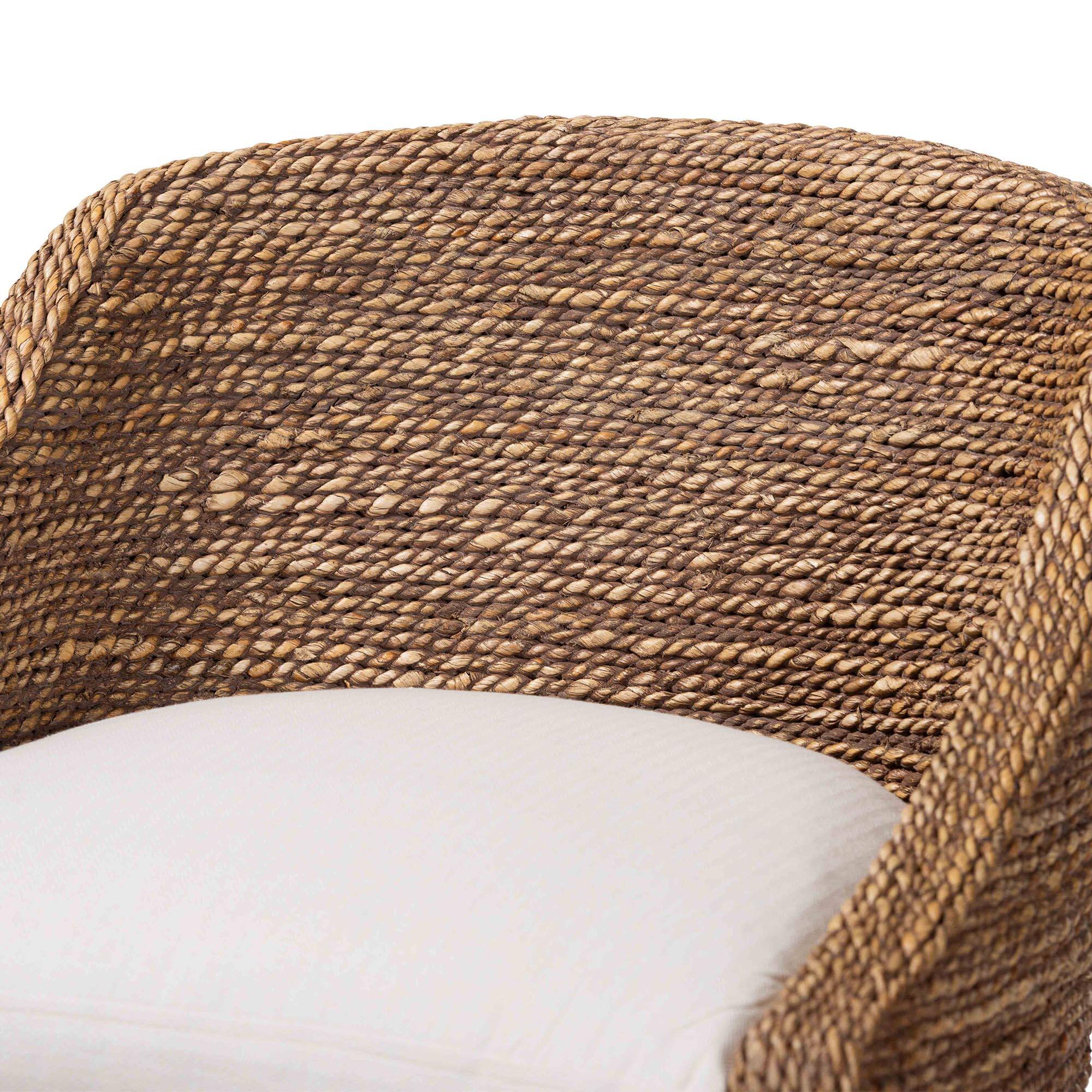 Alt View 1. bali & pari - Jasper Seagrass Counter Stool with Mahogany Wood Frame - Seating with Woven Wingback and Cushioned Seat - Brown Wash.