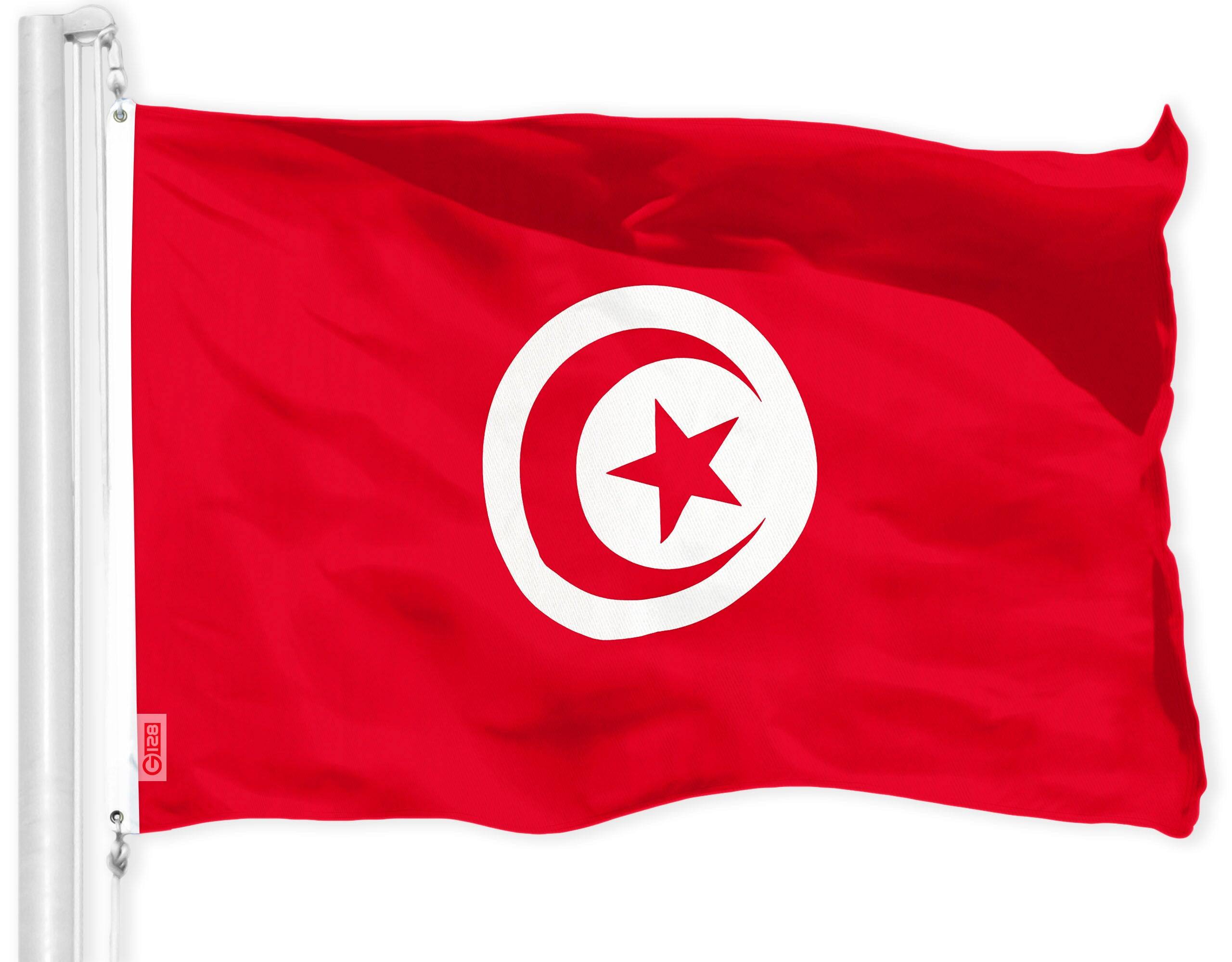 Front. G128 - Tunisia Flag 150D Printed Polyester 3x5 ft - Assorted Colors.