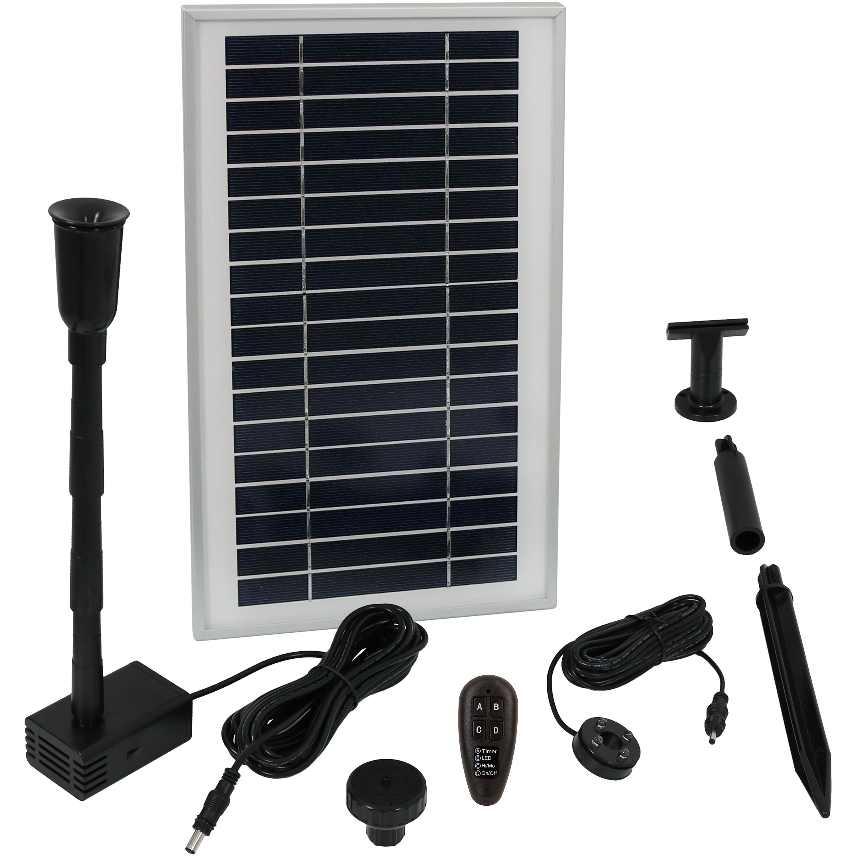Sunnydaze - 105 GPH Solar Pump and Panel Kit with Battery Pack - 55 in Lift - Black