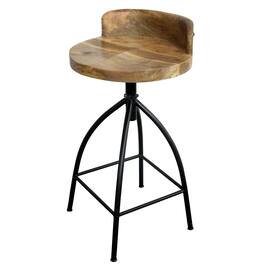 Manhattan Lane - Pia 25-31 Inch Industrial Style Counter Height Stool with Adjustable Swivel Seat - Brown and Black